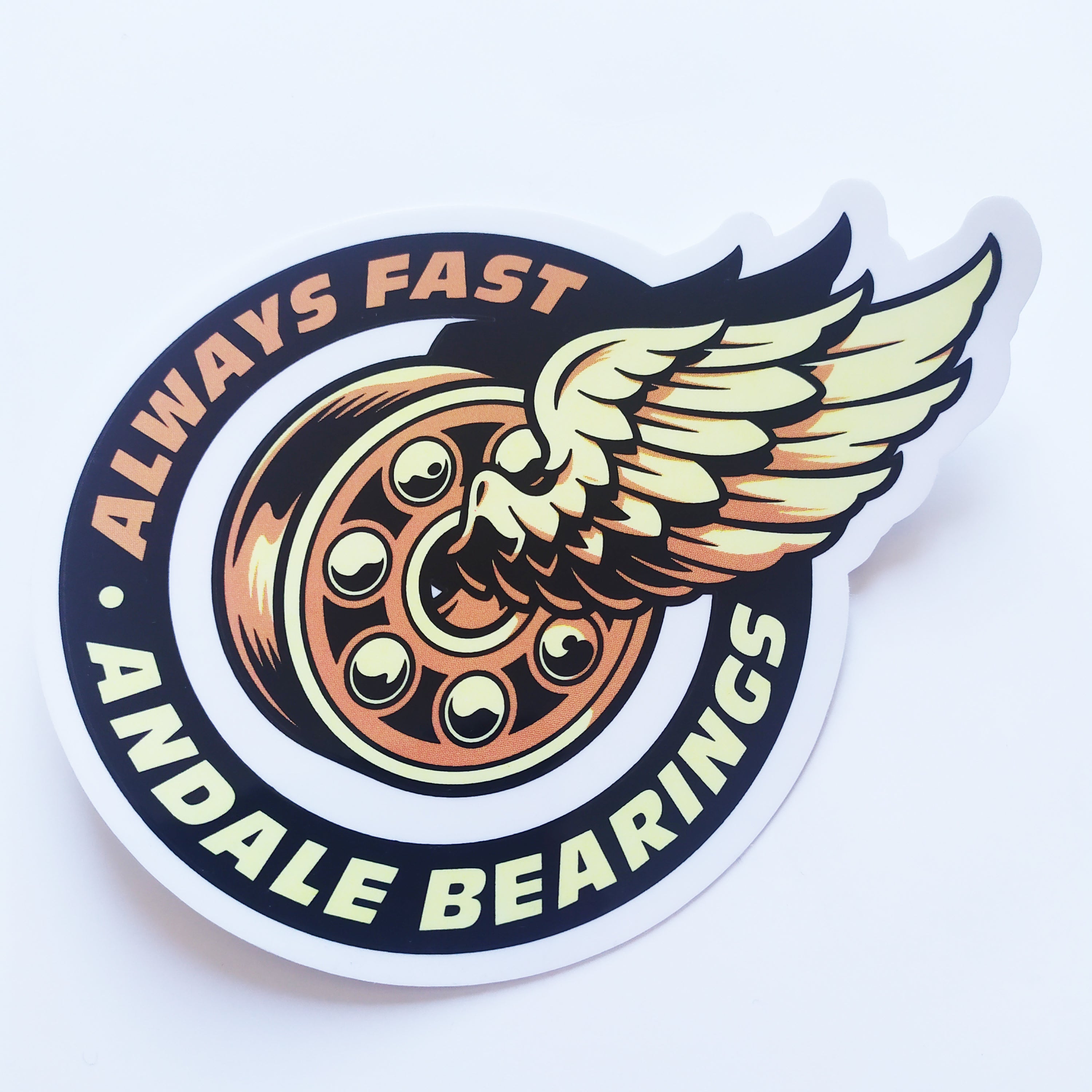 Andale Bearings Skateboard Sticker - "Always Fast Wings" - 11cm across approx - SkateboardStickers.com