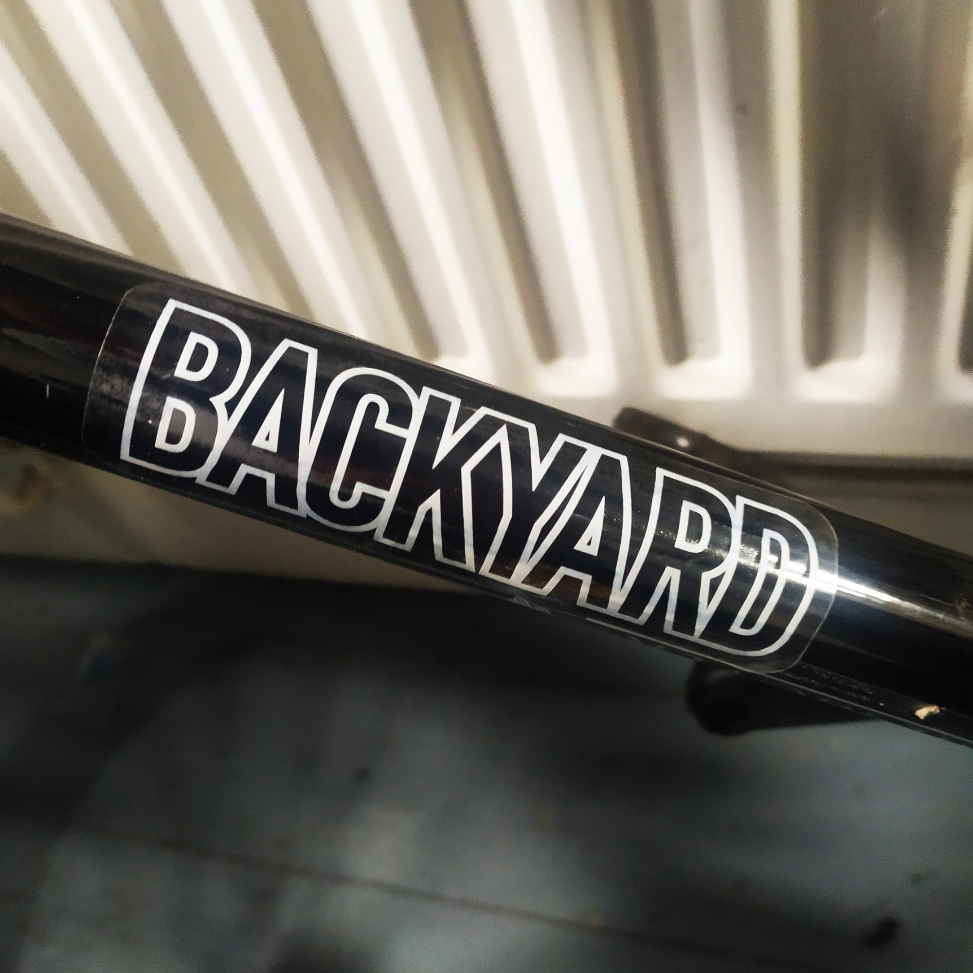 Backyard Jam BMX Sticker / Decal - white outline logo - SkateboardStickers.com