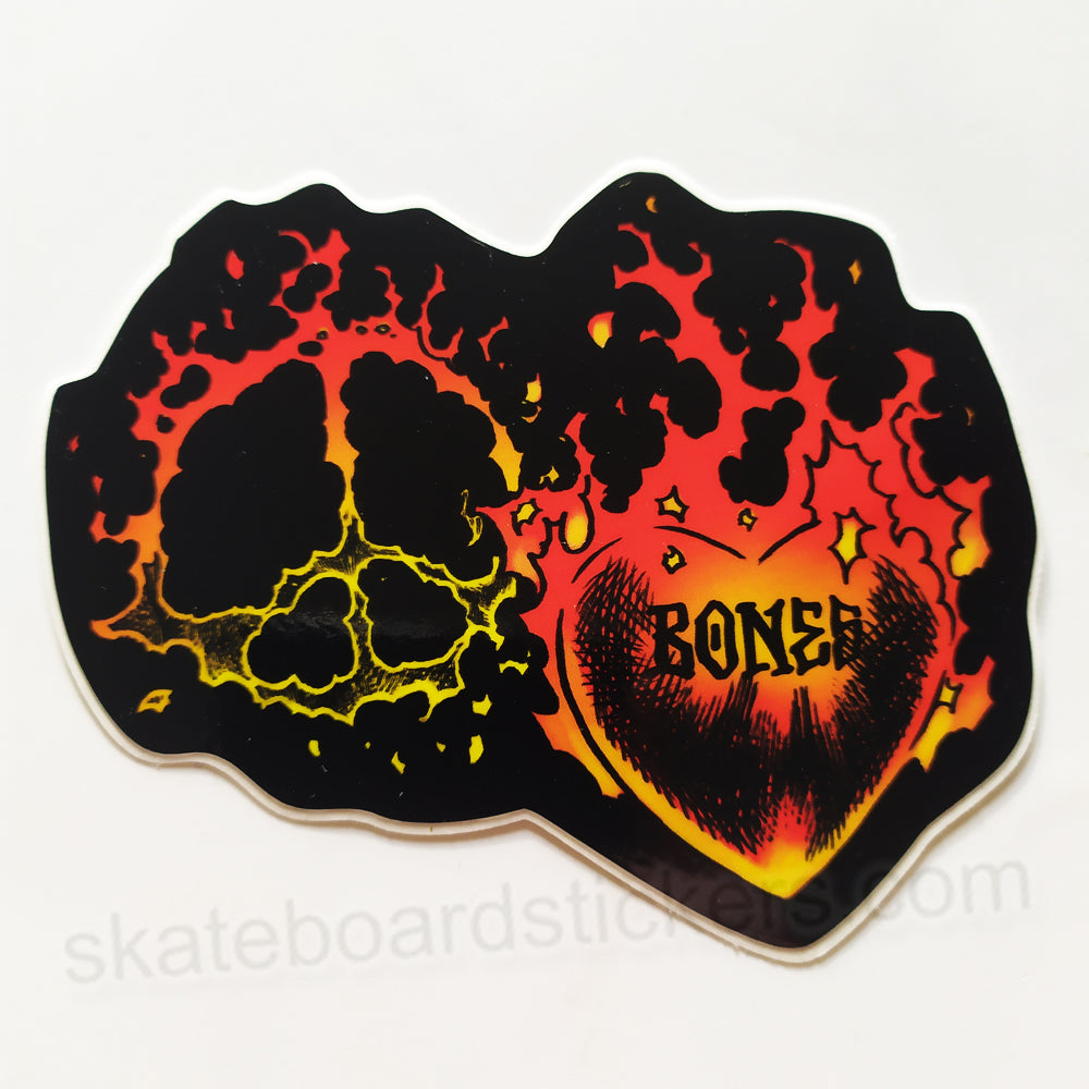 Bones Wheels - Boo Heart & Soul Skateboard Sticker - 9.5cm across approx - SkateboardStickers.com