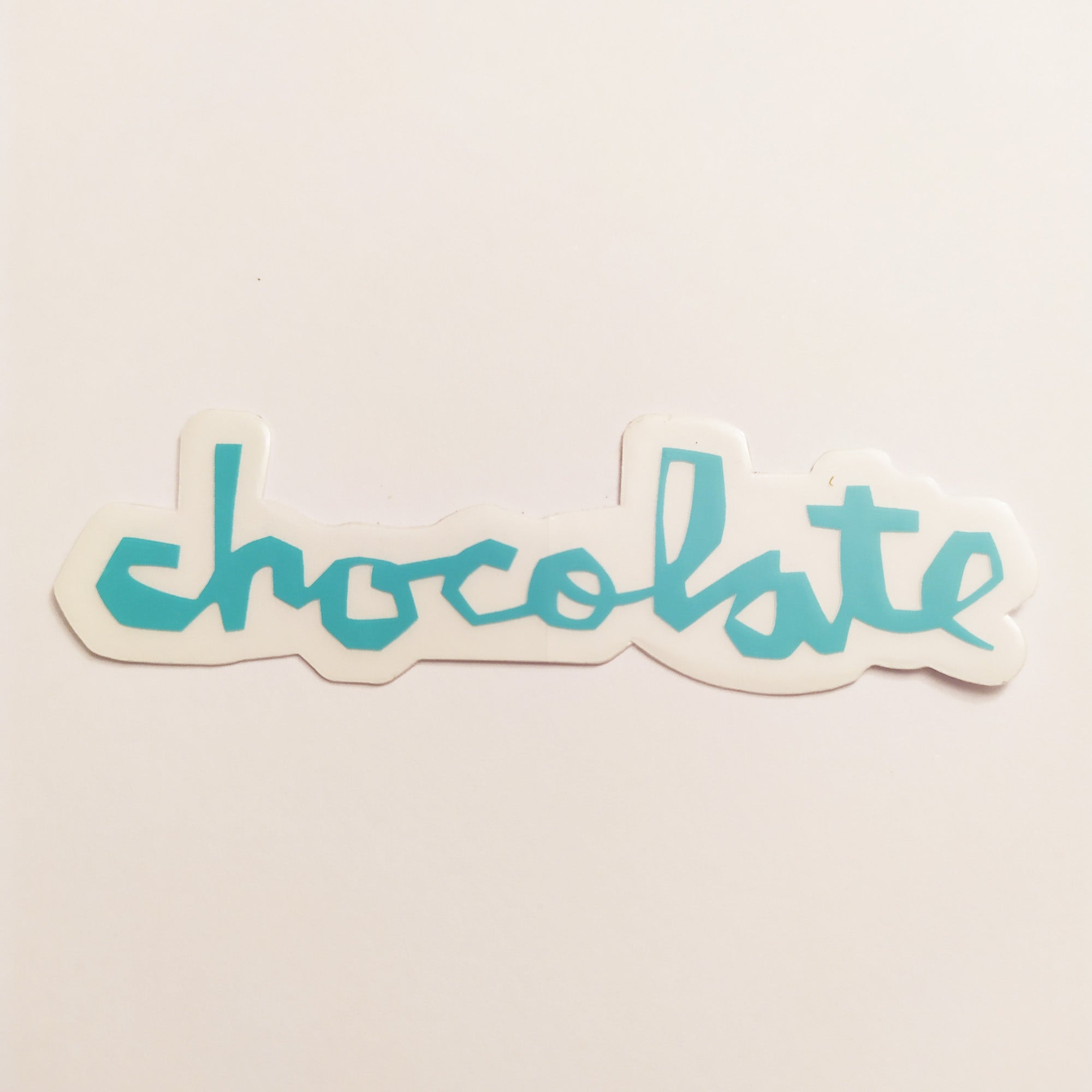 Chocolate Chunk Logo Skateboard Sticker - Aqua - 14 cm across approx. - SkateboardStickers.com