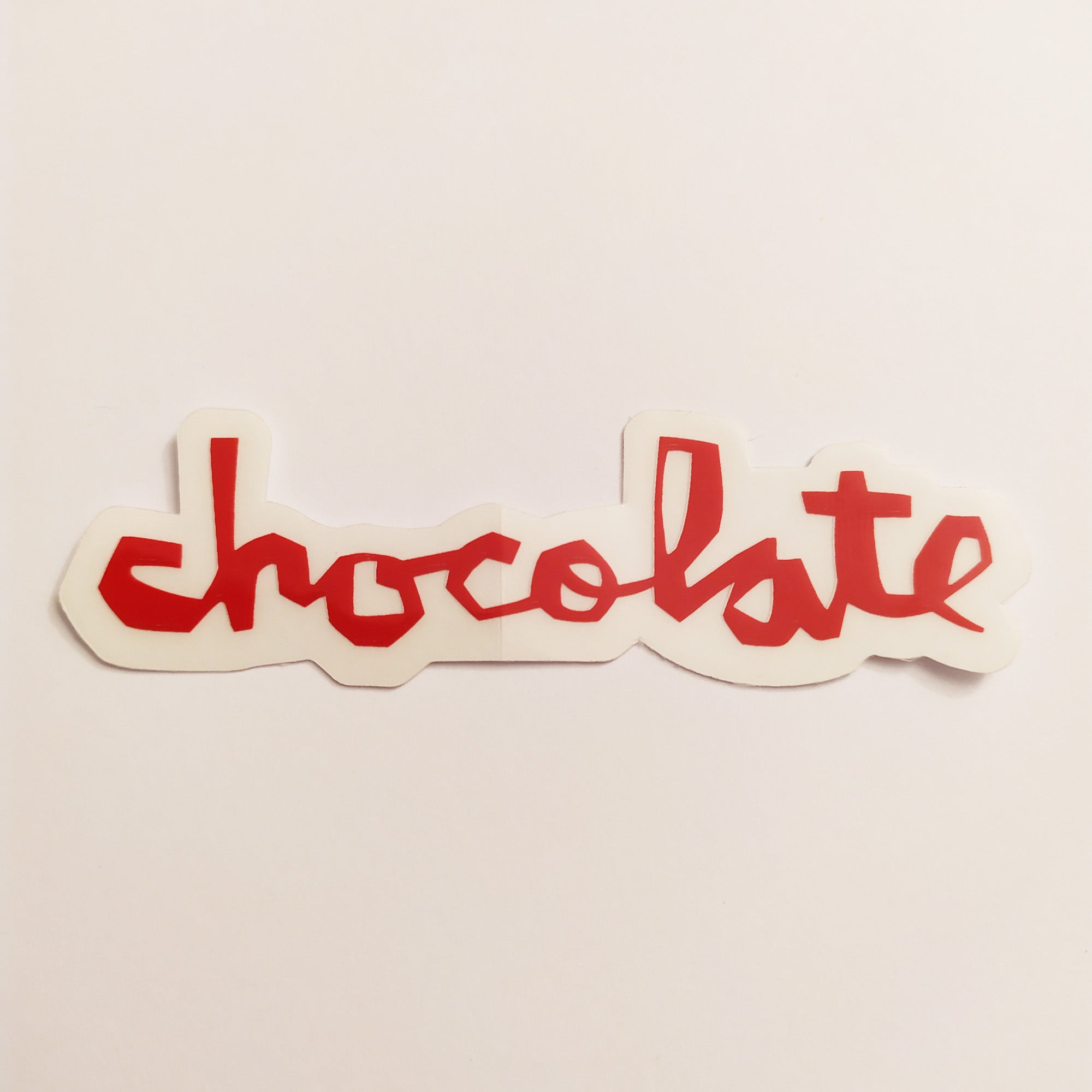 Chocolate Chunk Logo Skateboard Sticker - Red - 14 cm across approx. - SkateboardStickers.com