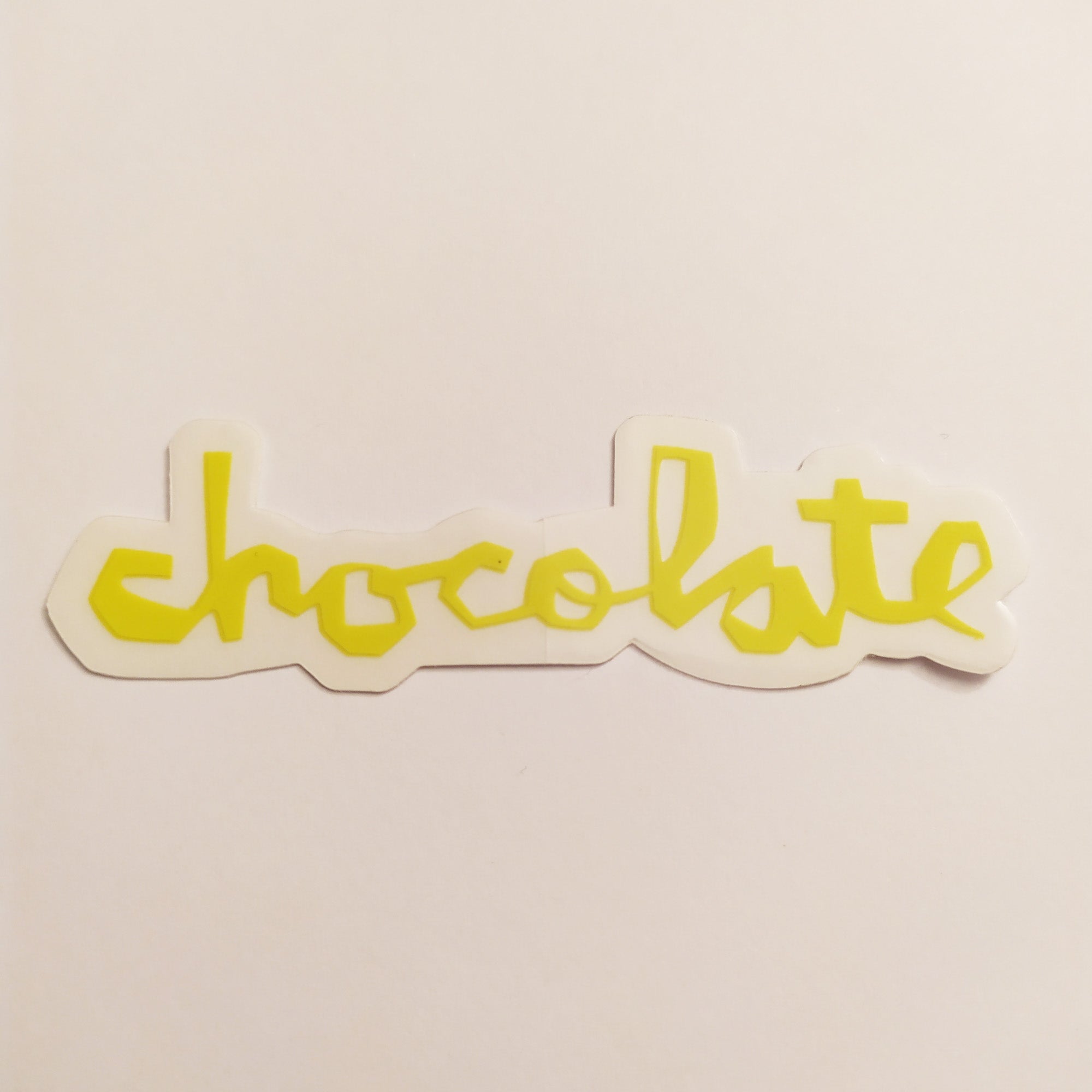 Chocolate Chunk Logo Skateboard Sticker - Lime Green - 14 cm across approx. - SkateboardStickers.com