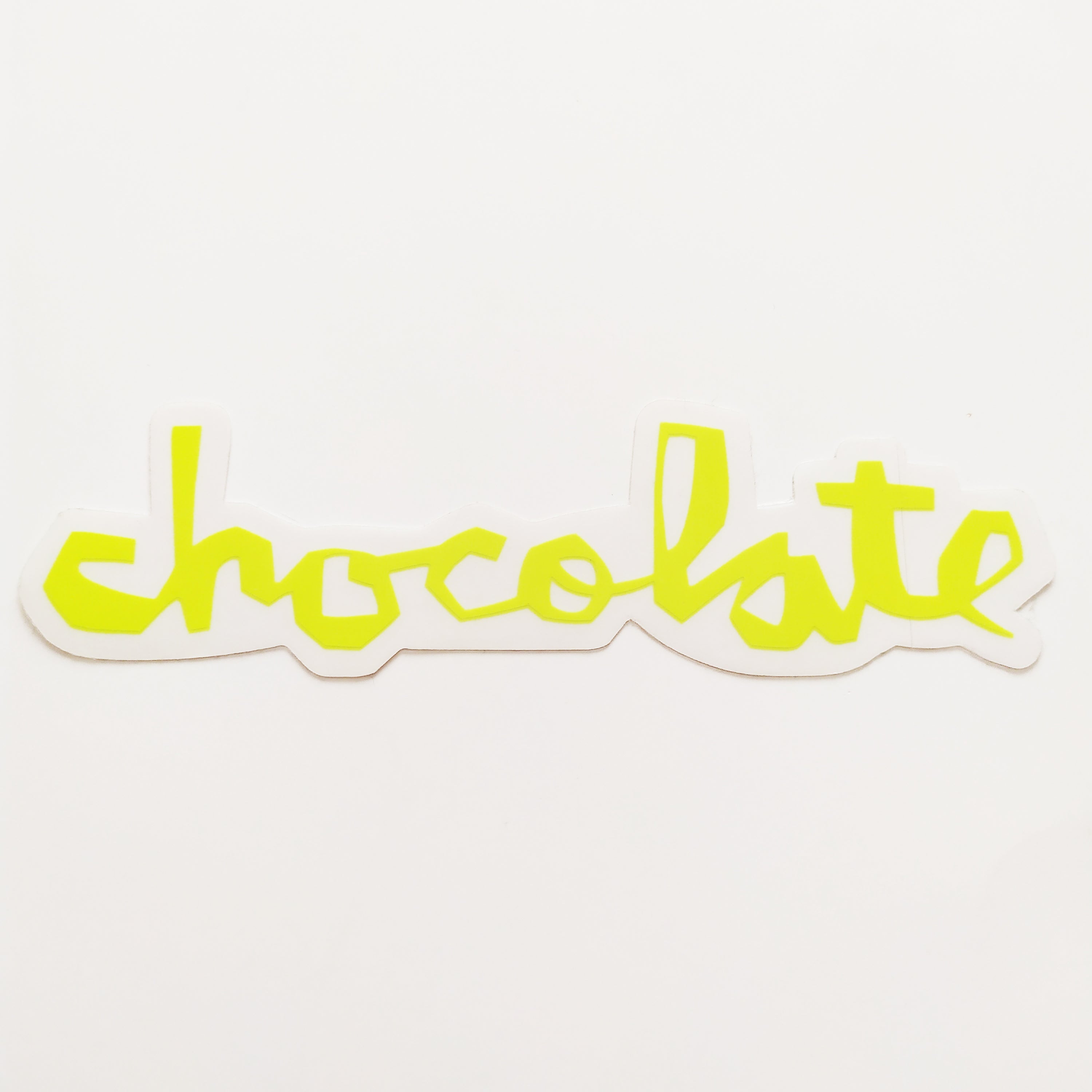 Chocolate Chunk Logo Skateboard Sticker - Lime Green - 8cm across approx - SkateboardStickers.com