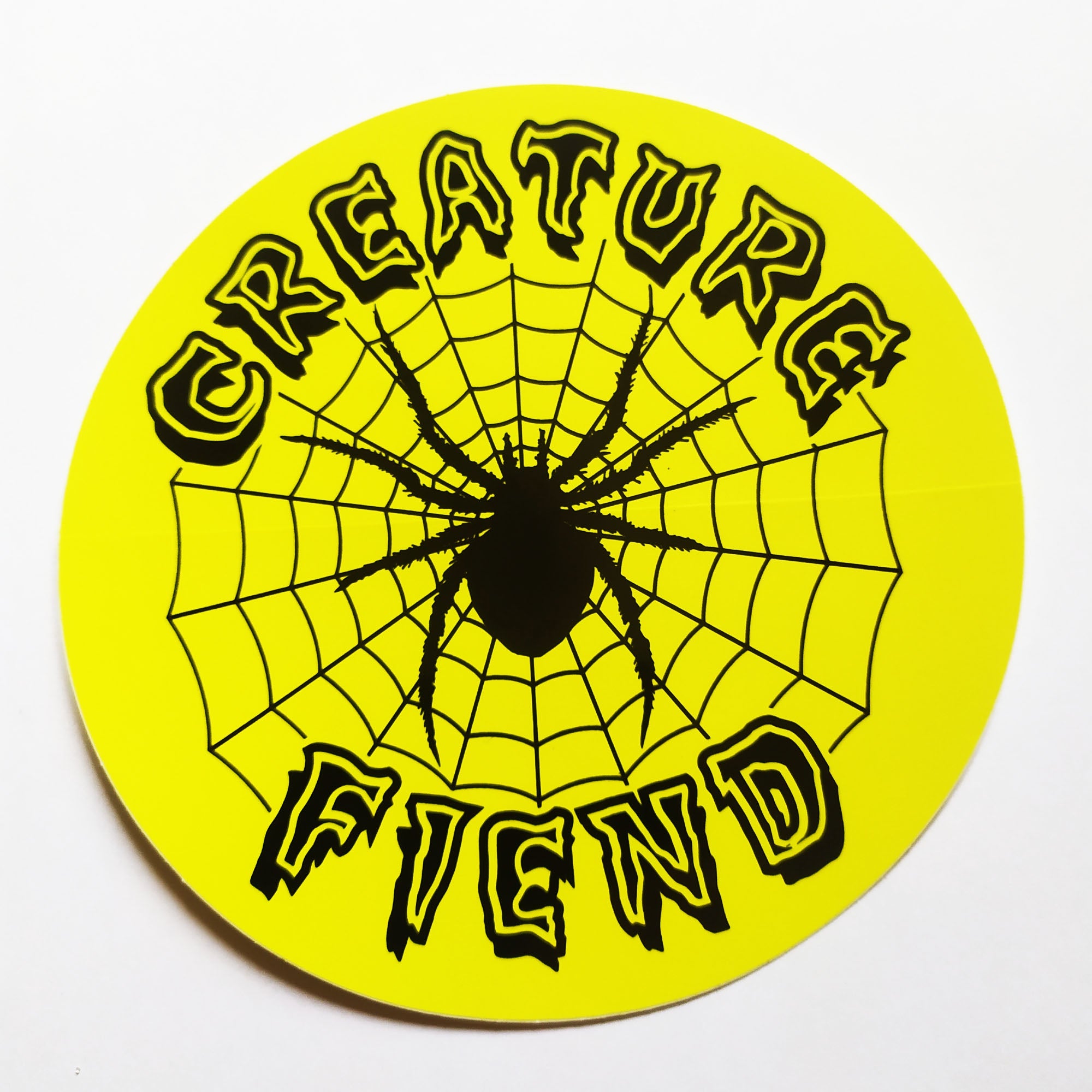 Creature Skateboards Web Relic Fiend Sticker - Yellow