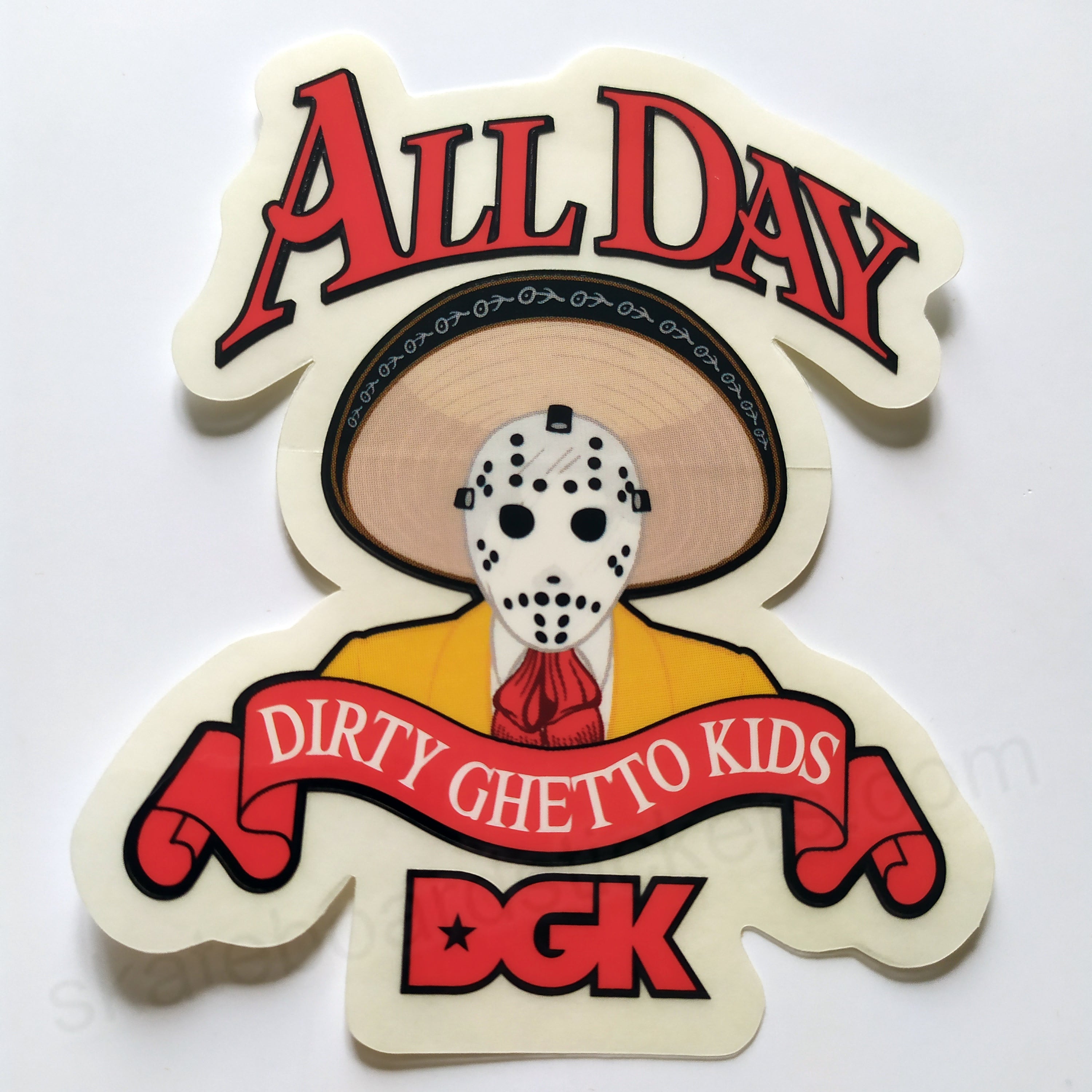 DGK / Dirty Ghetto Kids "Hockey Mask" Skateboard Sticker - 10cm high approx - SkateboardStickers.com