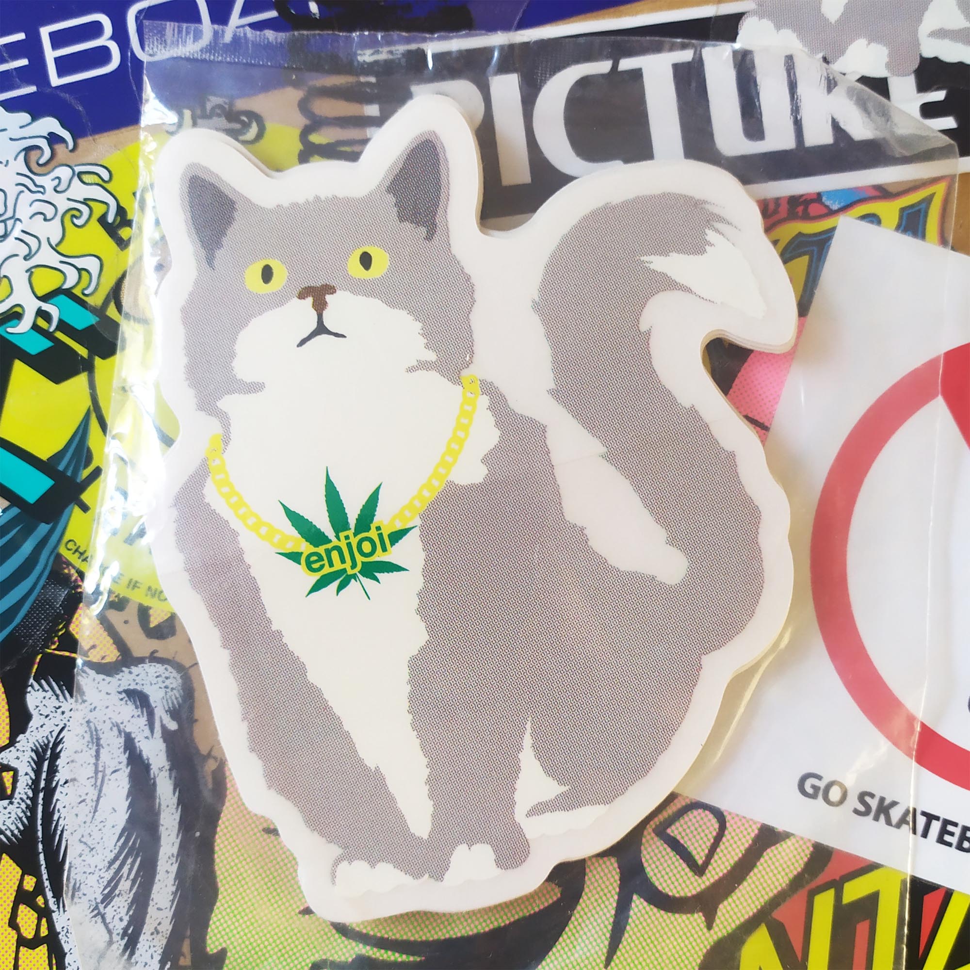 Enjoi Skateboards Stickers - 10 x "Weed Cat" Stickers Pack Bundle SEALED - SkateboardStickers.com