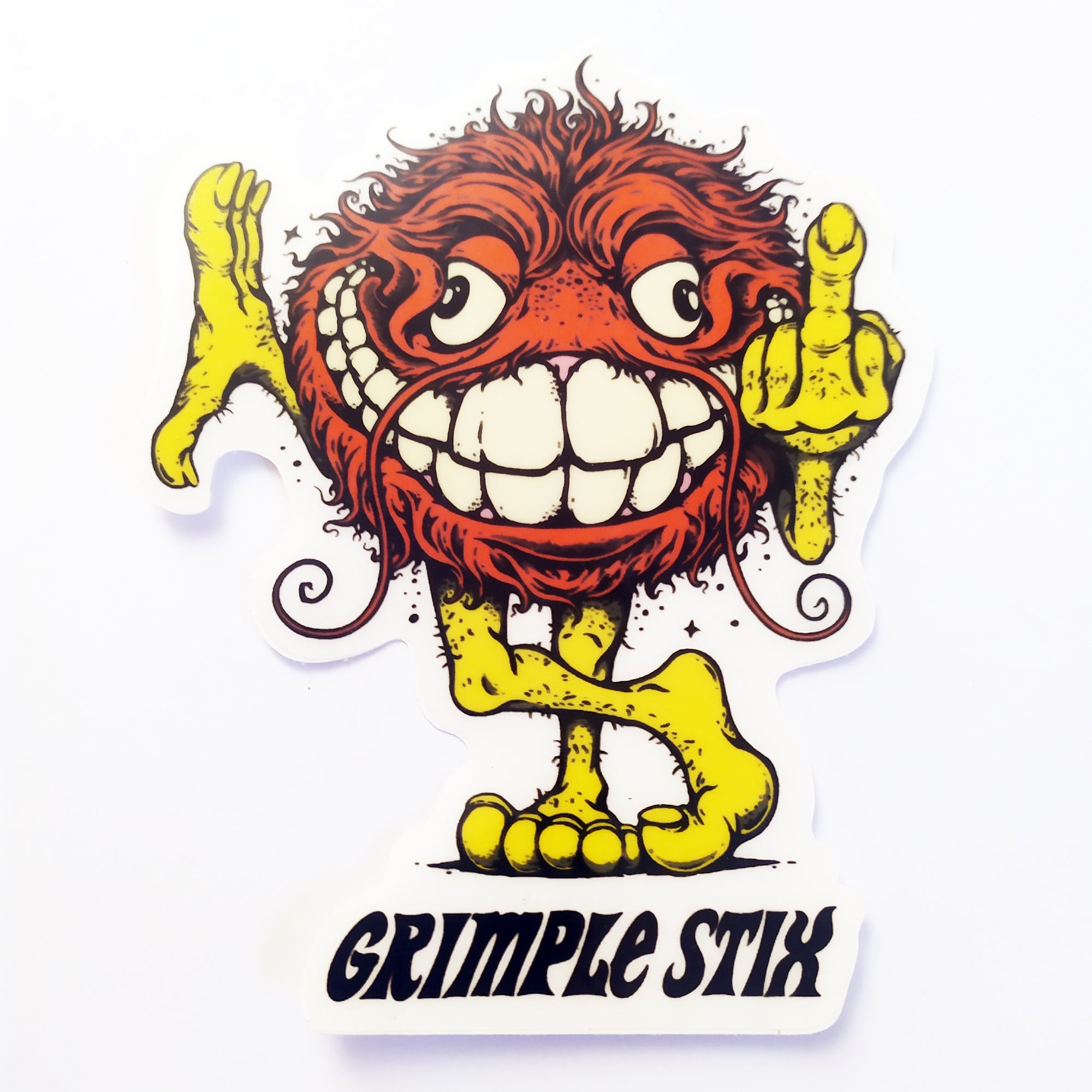 Spitfire X Grimple Stix - Bloodshot Skate Sticker - Orange/Clear Background Regular