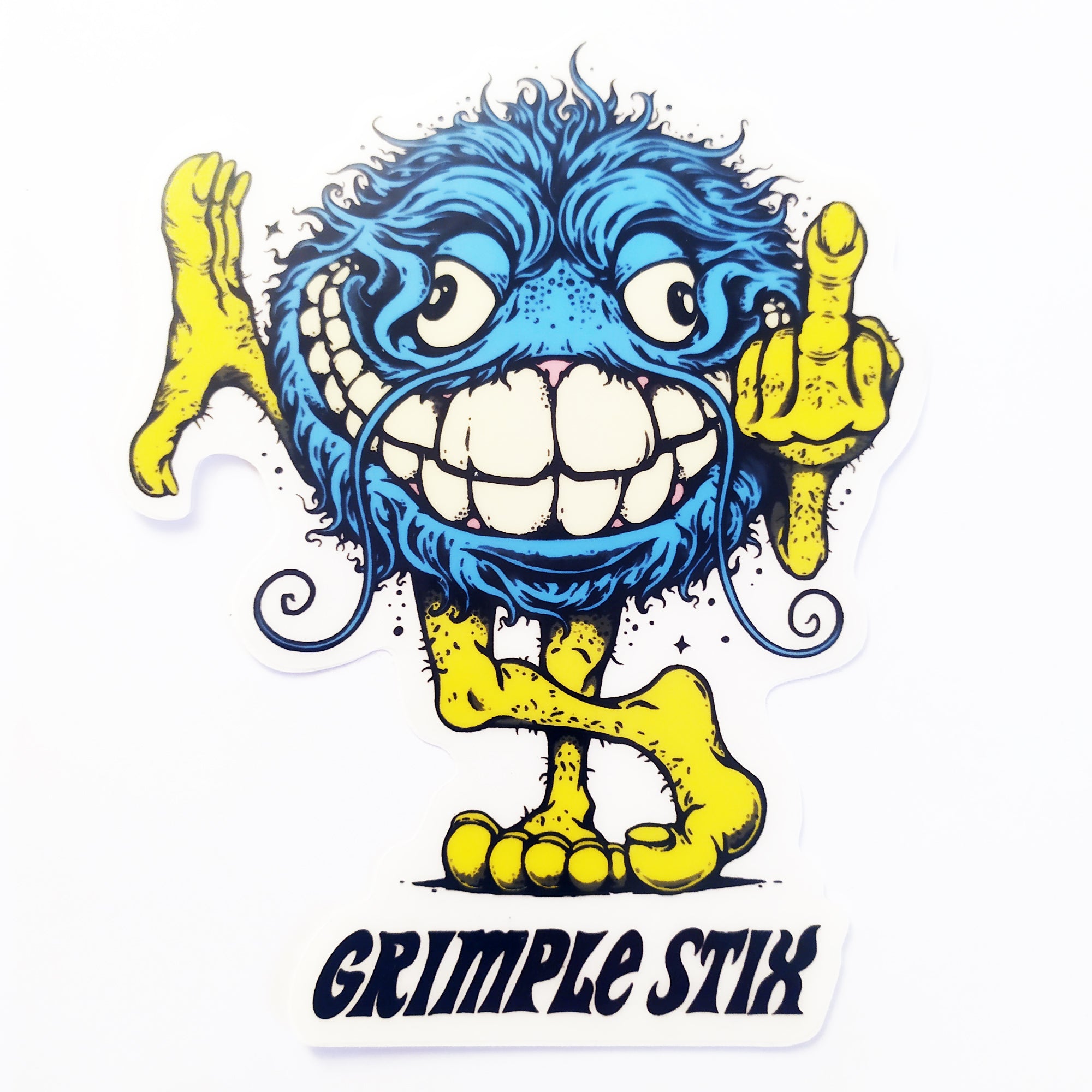 Spitfire X Grimple Stix - Bloodshot Skate Sticker - Blue/Clear Background Regular