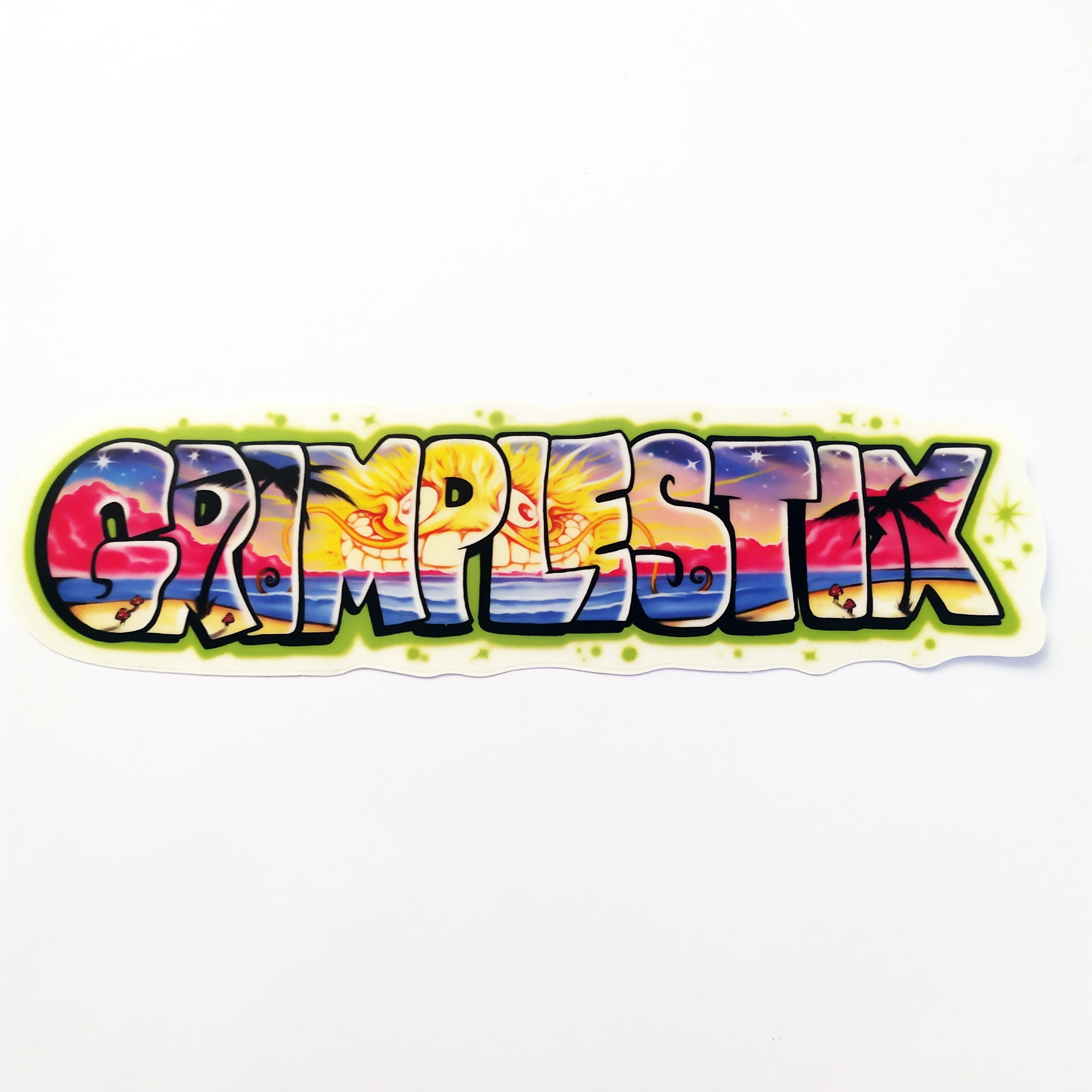 Grimple Stix Skate Sticker - Grimple Beach Graffiti Sunset