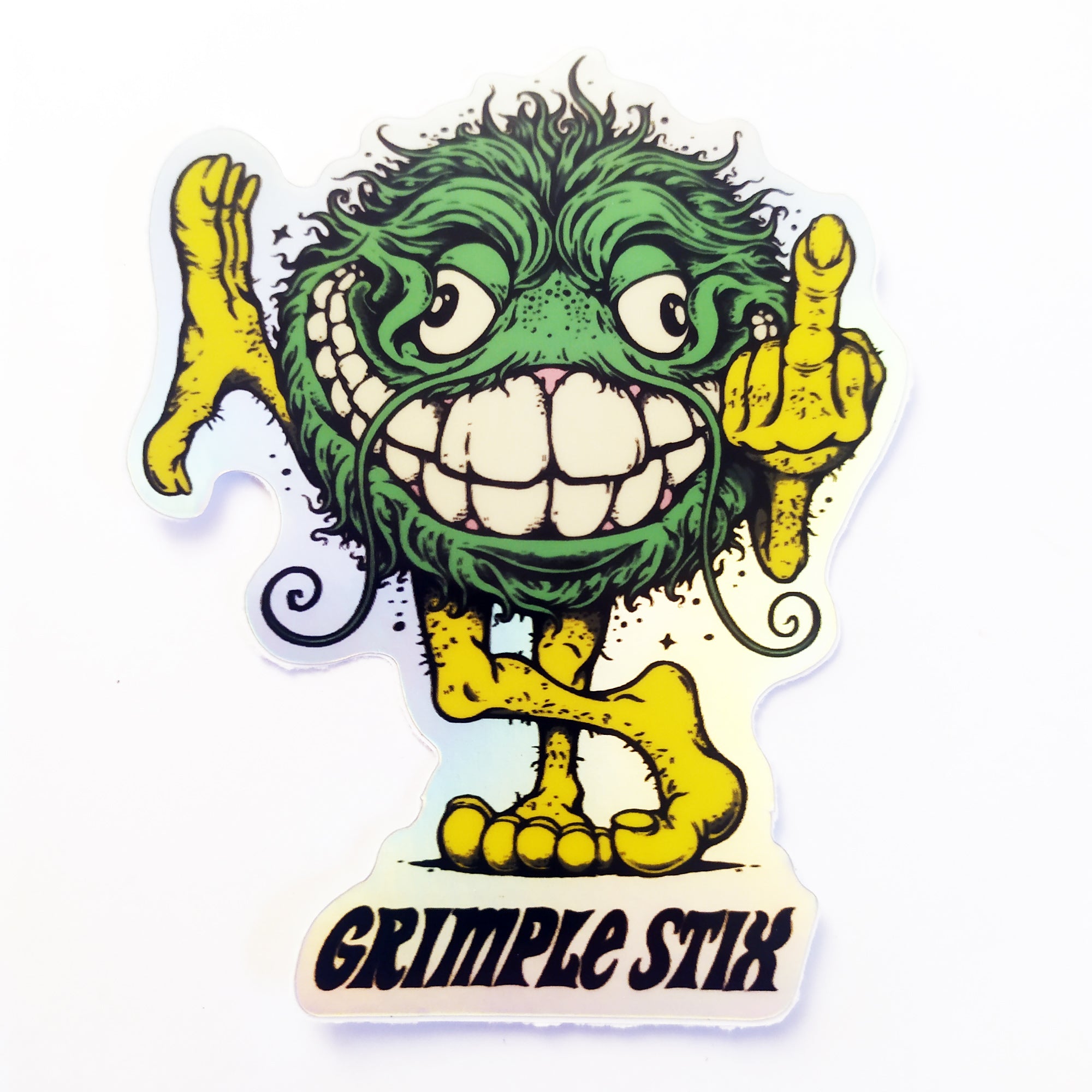 Spitfire X Grimple Stix - Bloodshot Skate Sticker - Green/Silver Small