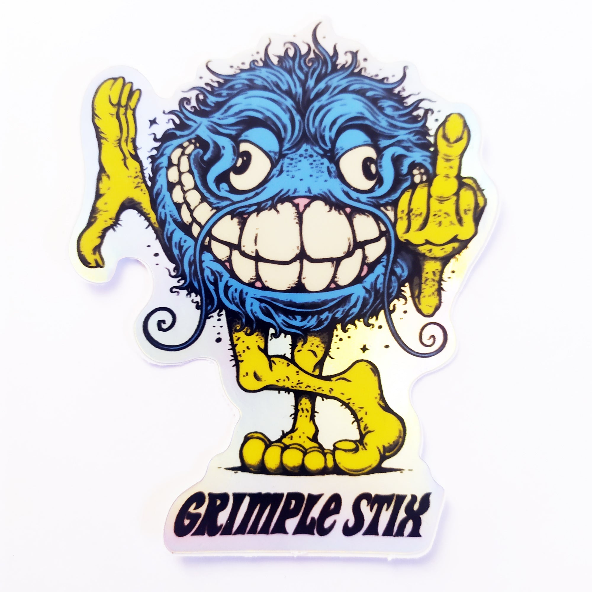Spitfire X Grimple Stix - Bloodshot Skate Sticker - Blue/Silver Small
