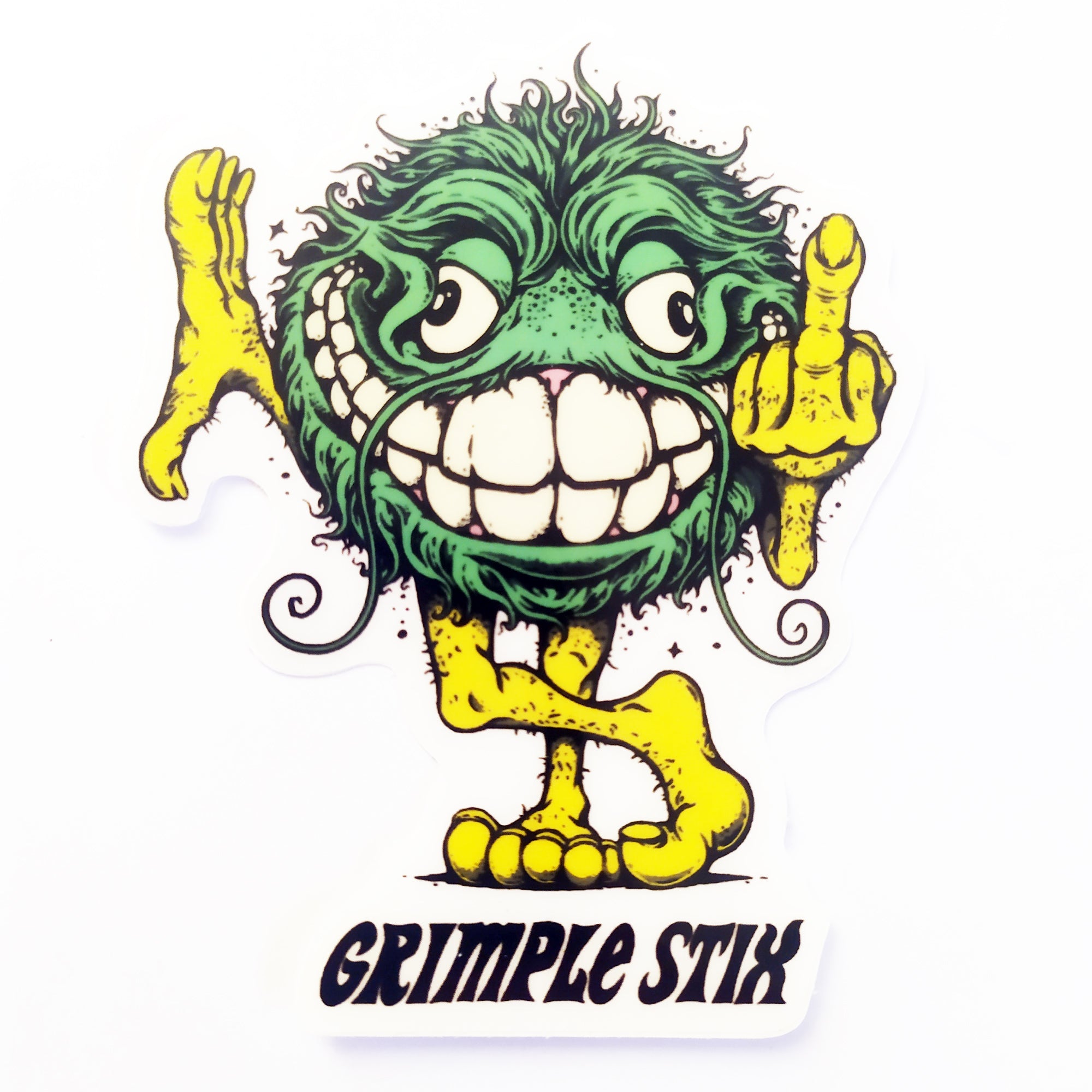 Spitfire X Grimple Stix - Bloodshot Skate Sticker - Green/Clear Background Small