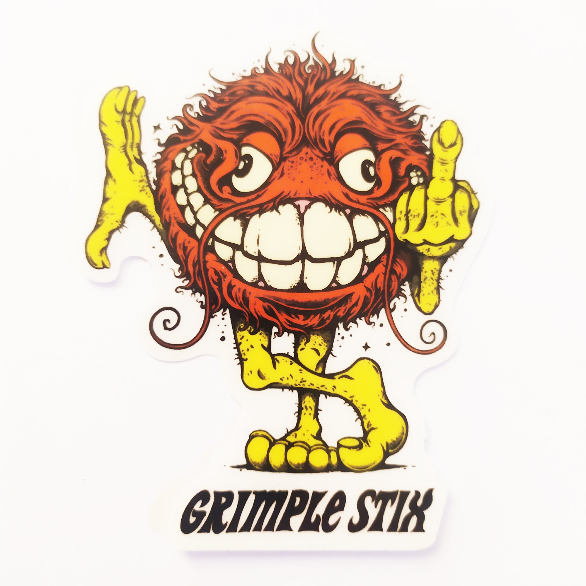 Spitfire X Grimple Stix - Bloodshot Skate Sticker - Orange/Clear Background Small