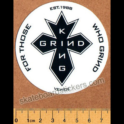 Grind King Skateboard Sticker - GK Cross White - SkateboardStickers.com
