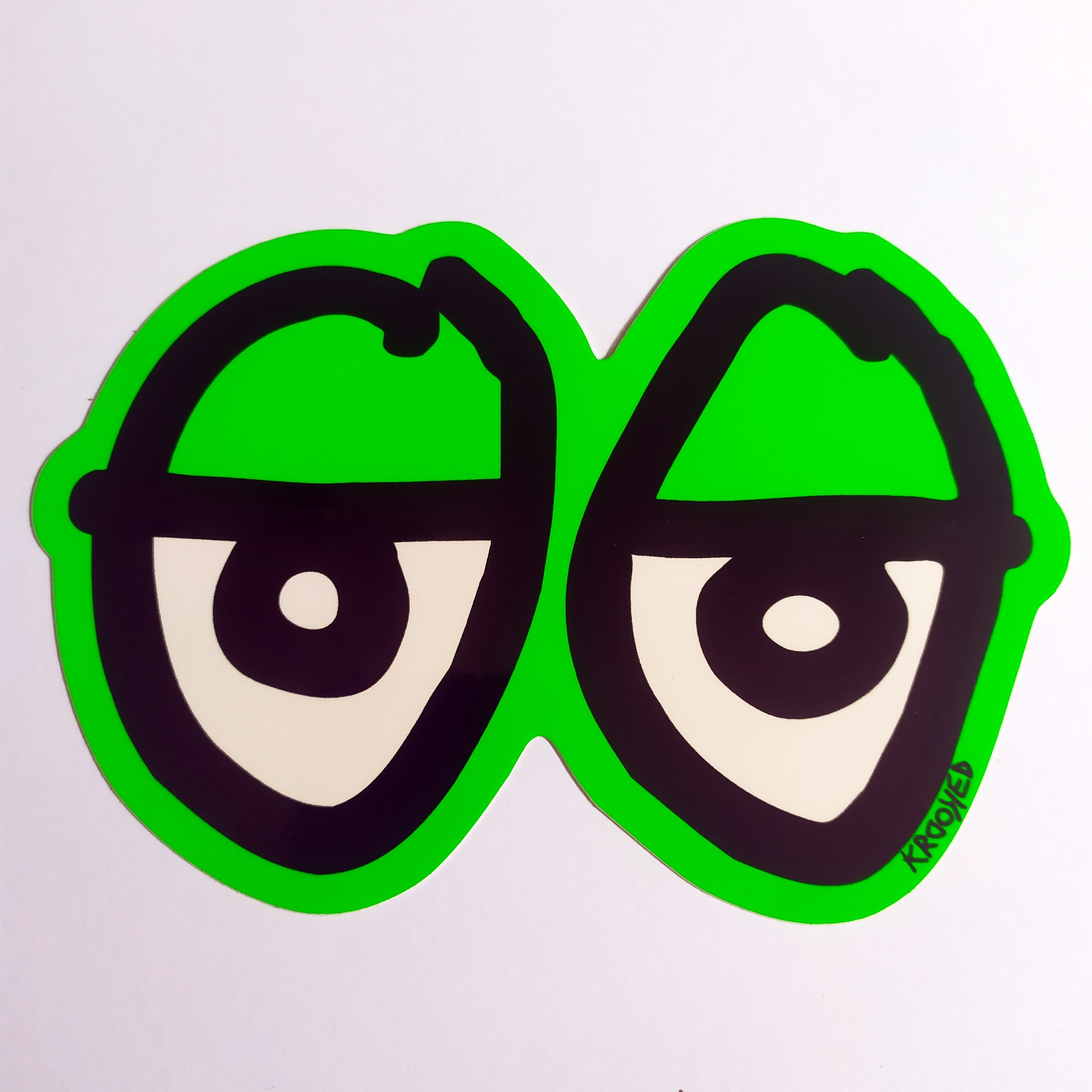 Krooked Skateboard Sticker - Eyes Green Medium