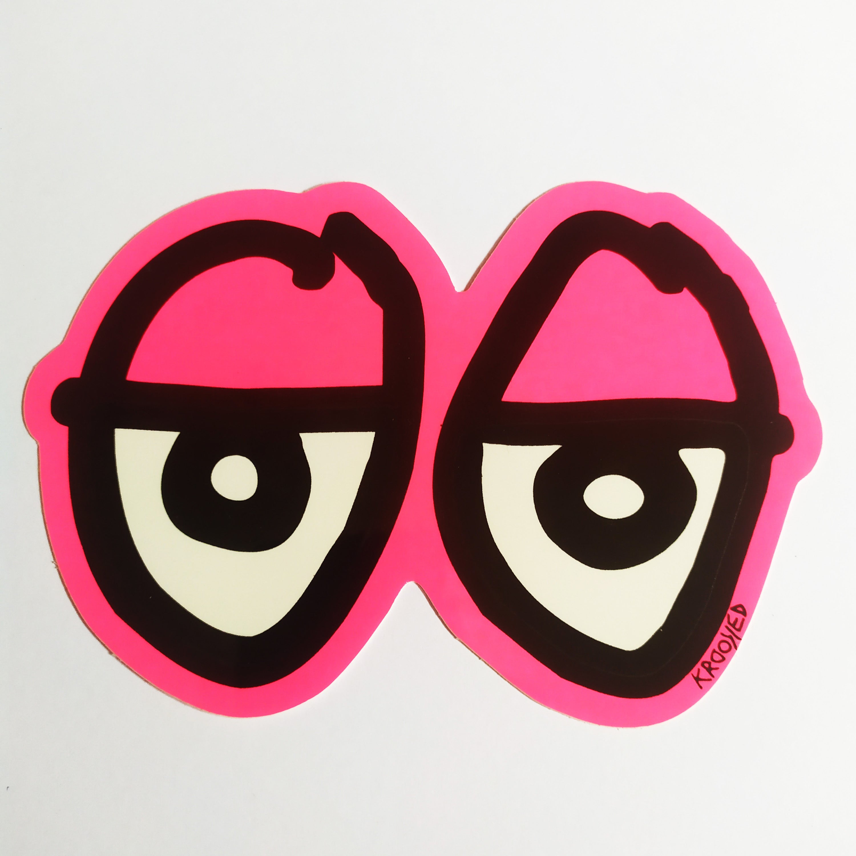 Krooked Skateboard Sticker - Eyes Pink Small
