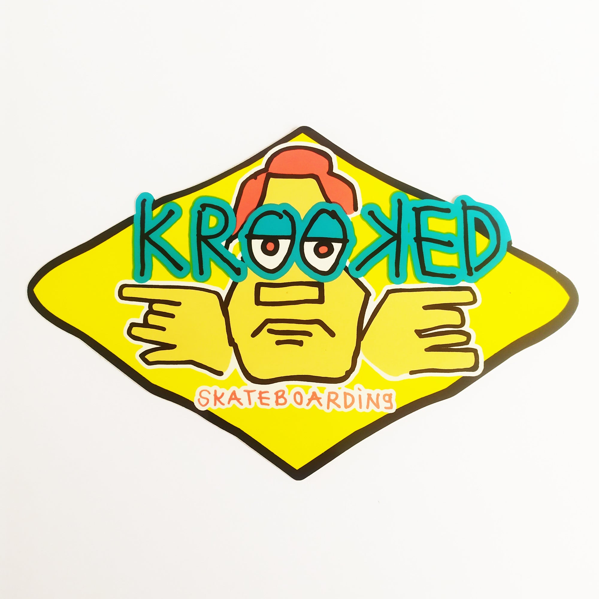 Krooked Skateboard Sticker - Arketype Yellow