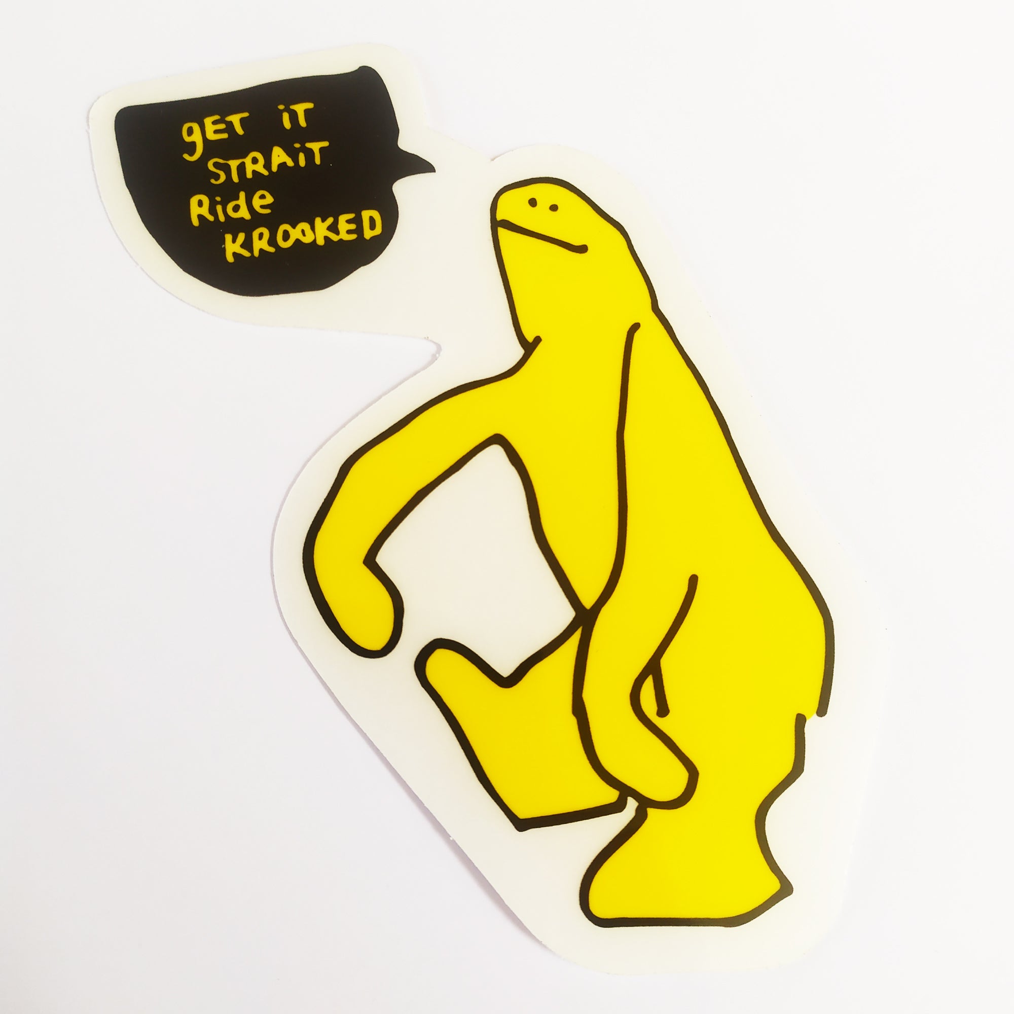 Krooked Skateboard Sticker - Get It Straight Yellow