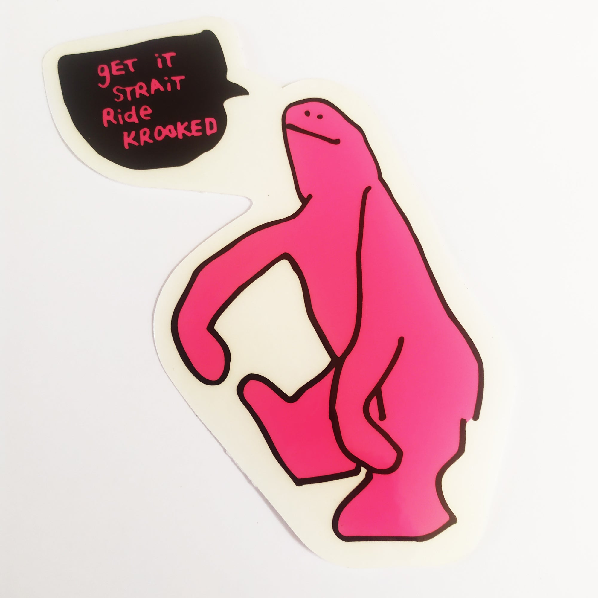 Krooked Skateboard Sticker - Get It Straight Pink