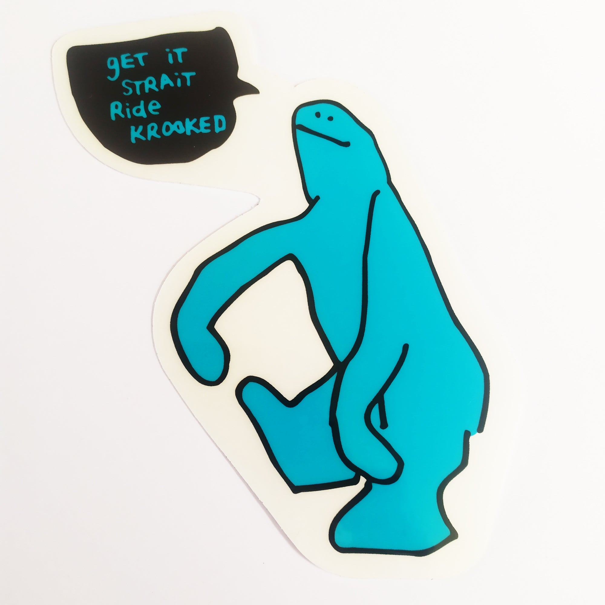 Krooked Skateboard Sticker - Get It Straight Blue