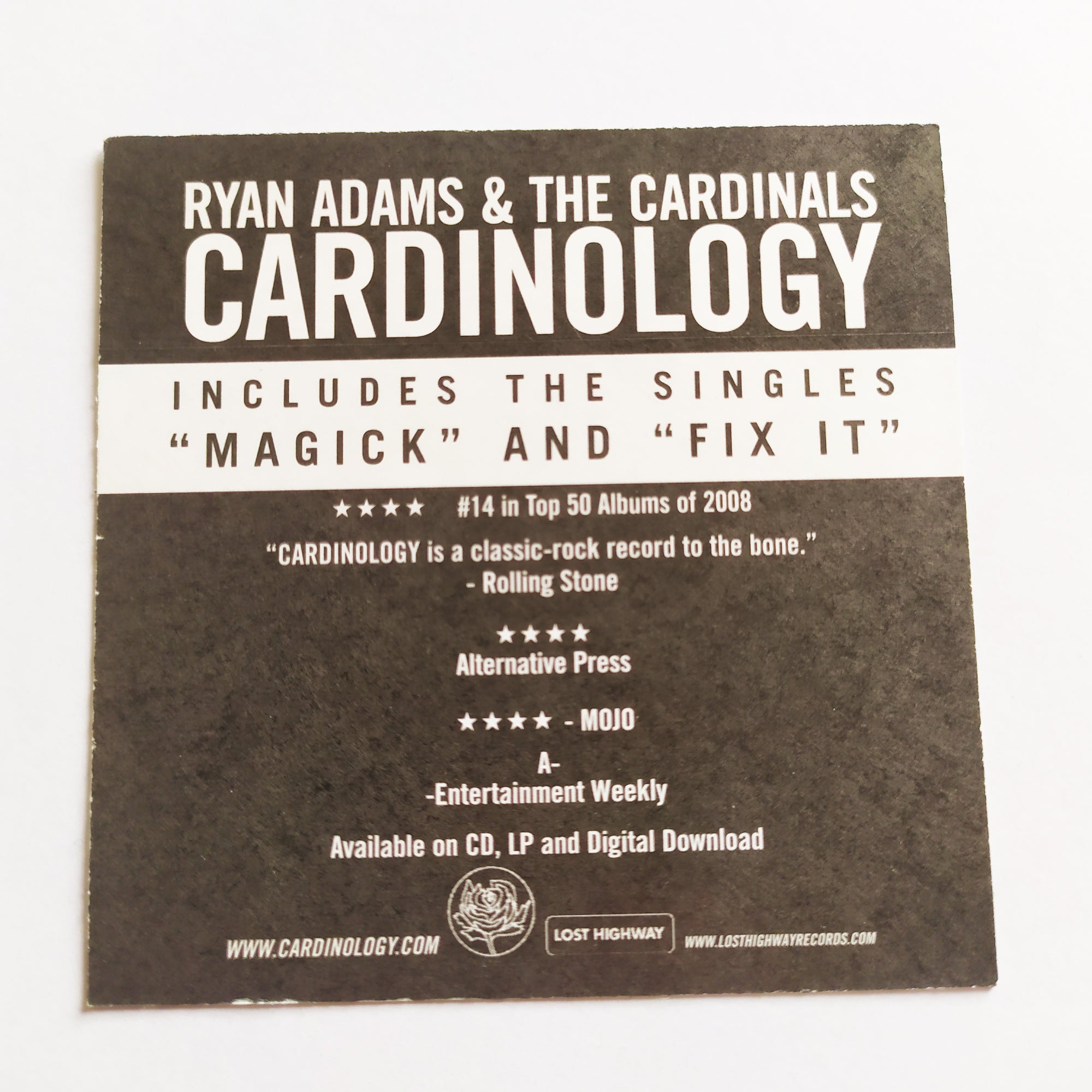 Ryan Adams & The Cardinals - Cardinology Music Sticker - SkateboardStickers.com