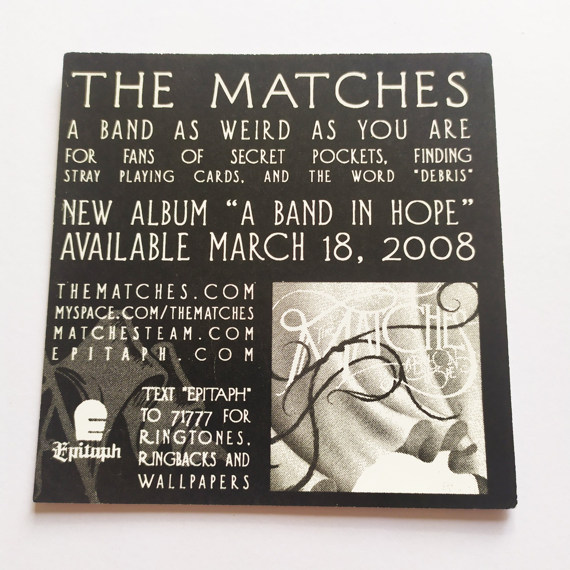 The Matches - A Band In Hope Music Sticker - SkateboardStickers.com