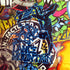 Powell Peralta, Lance Mountain "Future Primitive" Skateboard Sticker in Blue. 11.5cm x 9cm approx - SkateboardStickers.com