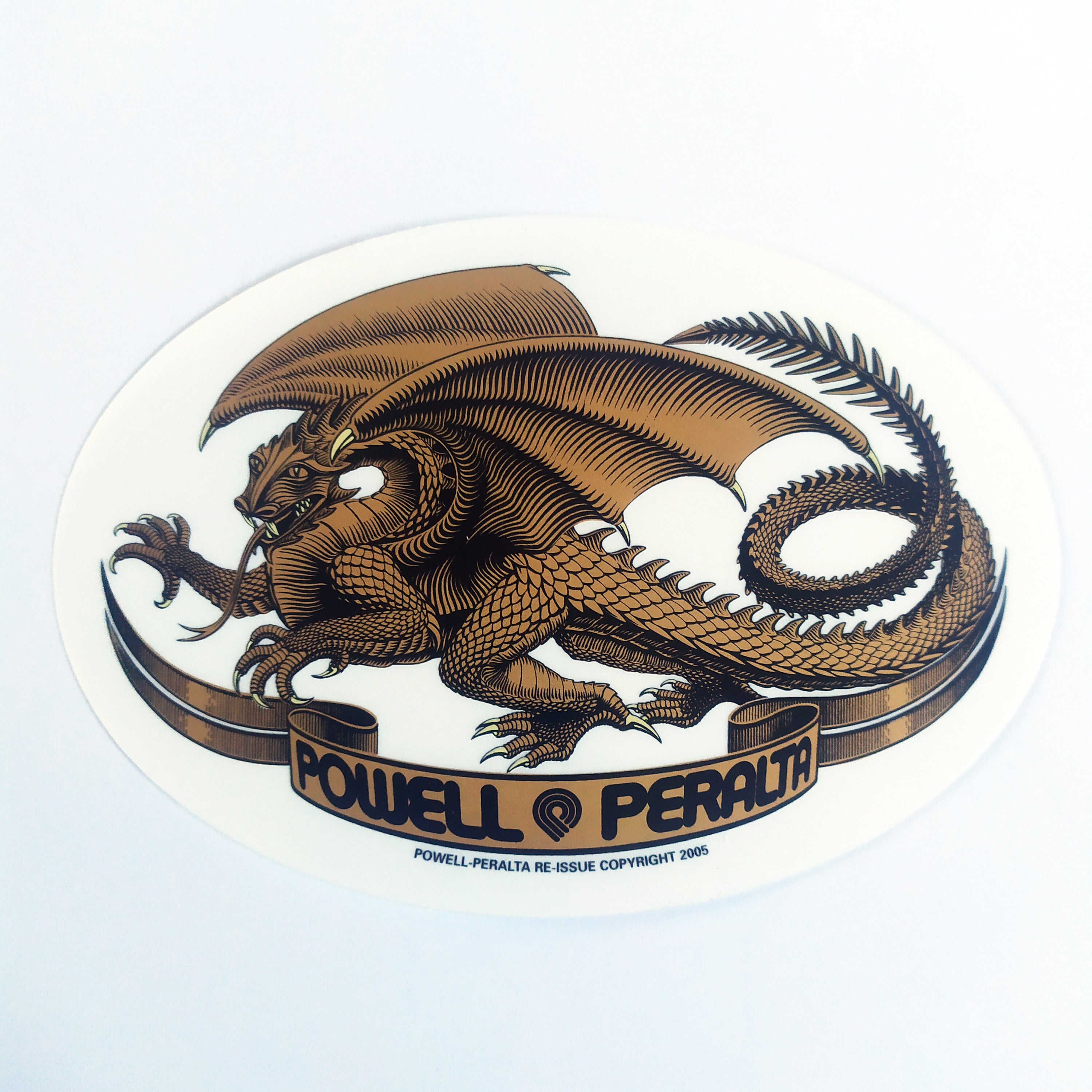 Powell Peralta - Oval Dragon Skate Sticker - Gold