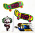 Razortailed Stickers set of 4, including "Mike McChill" & "Blaze & Destroy" - SkateboardStickers.com