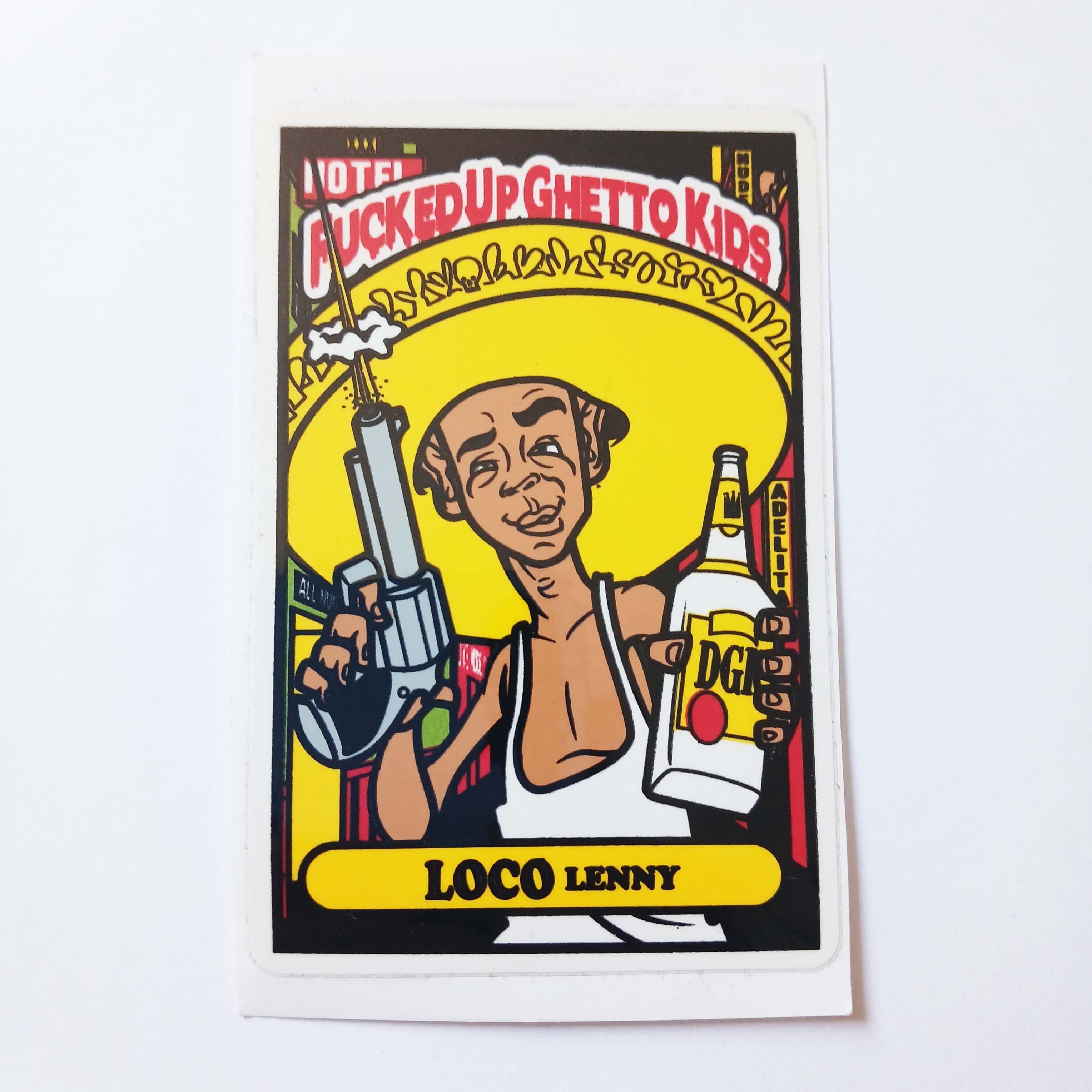 DGK / Dirty Ghetto Kids "F@cked Up Ghetto Kids "Loco Lenny" Skateboard Sticker - SkateboardStickers.com