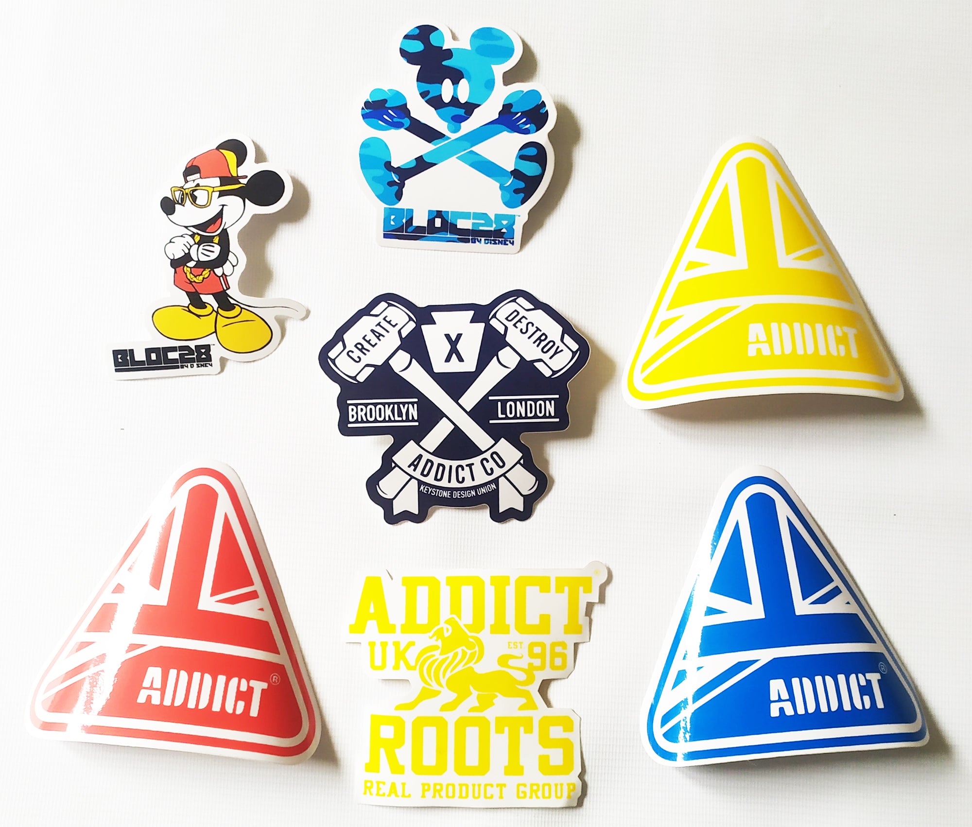 Addict Clothing Skateboard Sticker Pack Bundle - SkateboardStickers.com