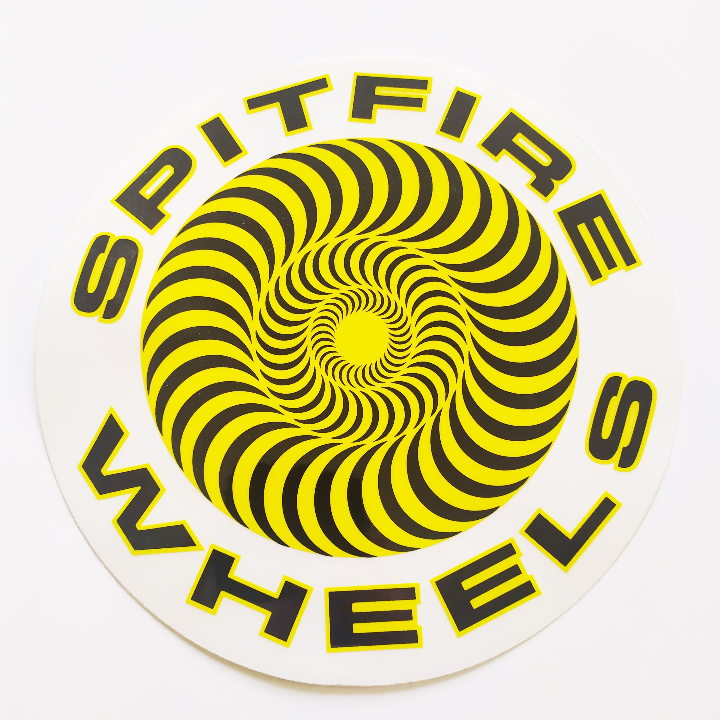 Spitfire Wheels Swirl Yellow Skateboard Sticker - 19cm across approx - SkateboardStickers.com