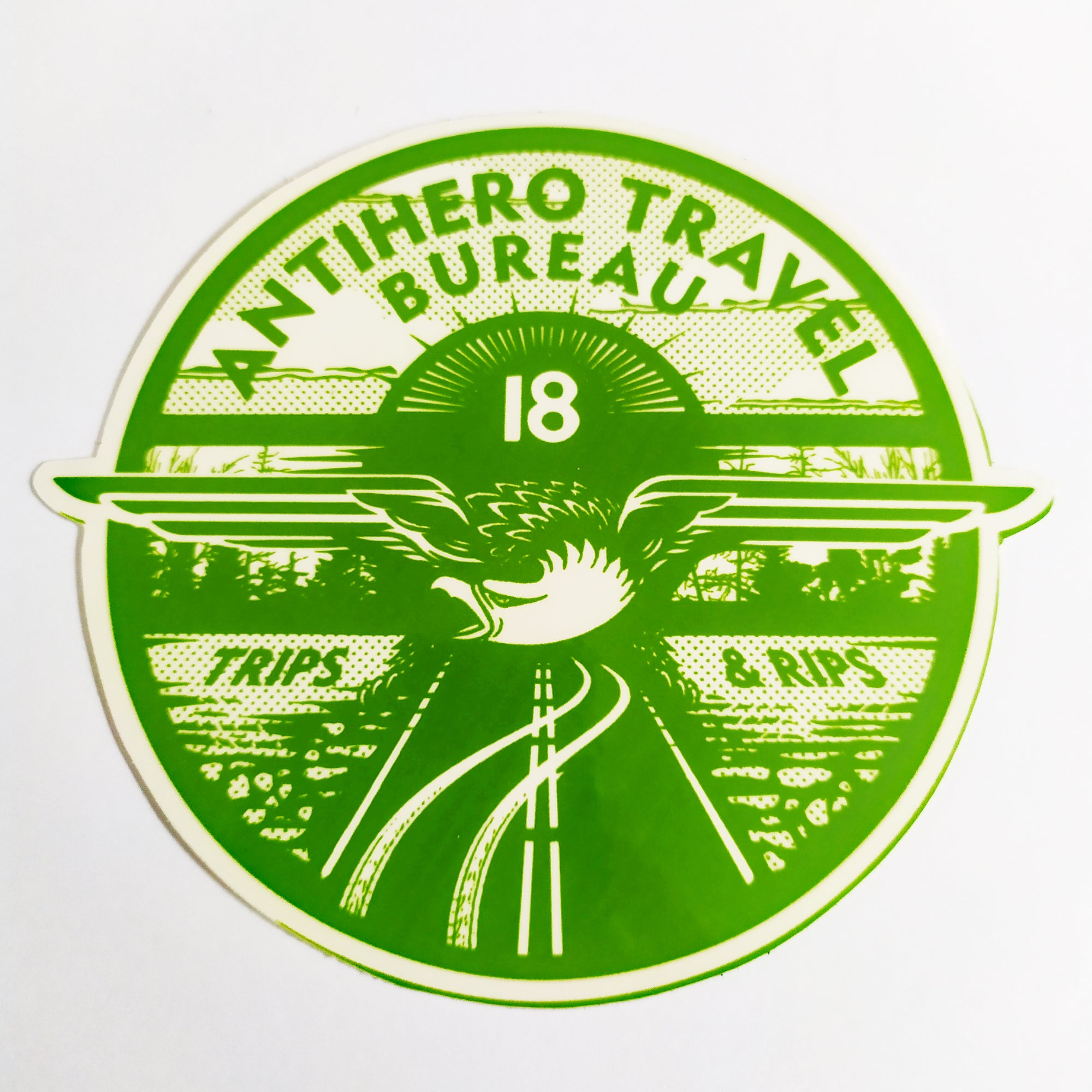 Antihero Skate Sticker - Travel Bureau - Green