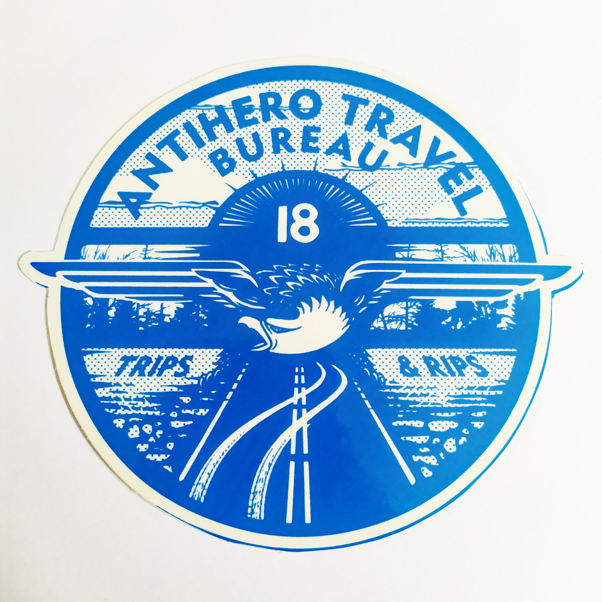 Antihero Skate Sticker - Travel Bureau - Blue