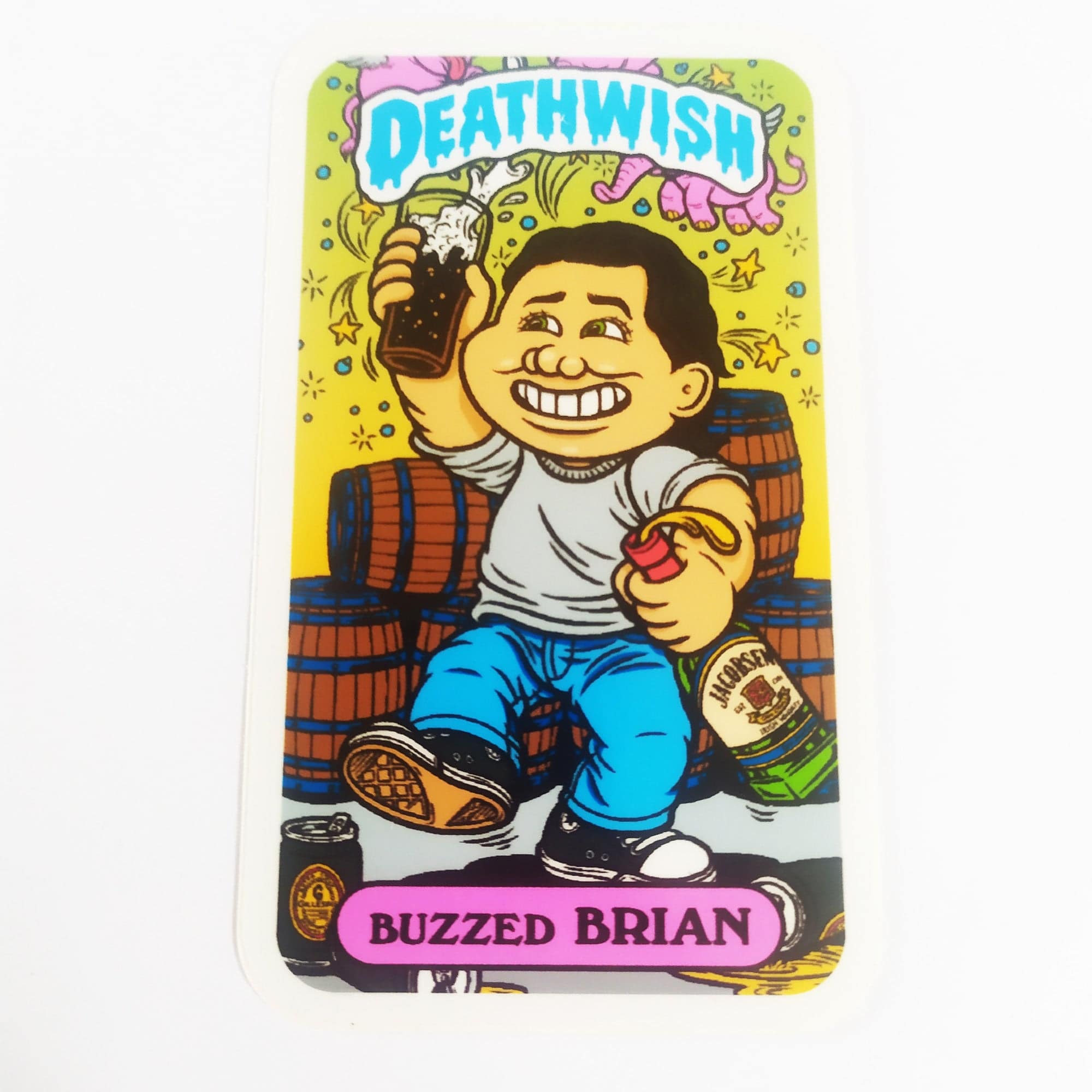 Deathwish Skateboards Sticker - Buzzed Brian - SkateboardStickers.com