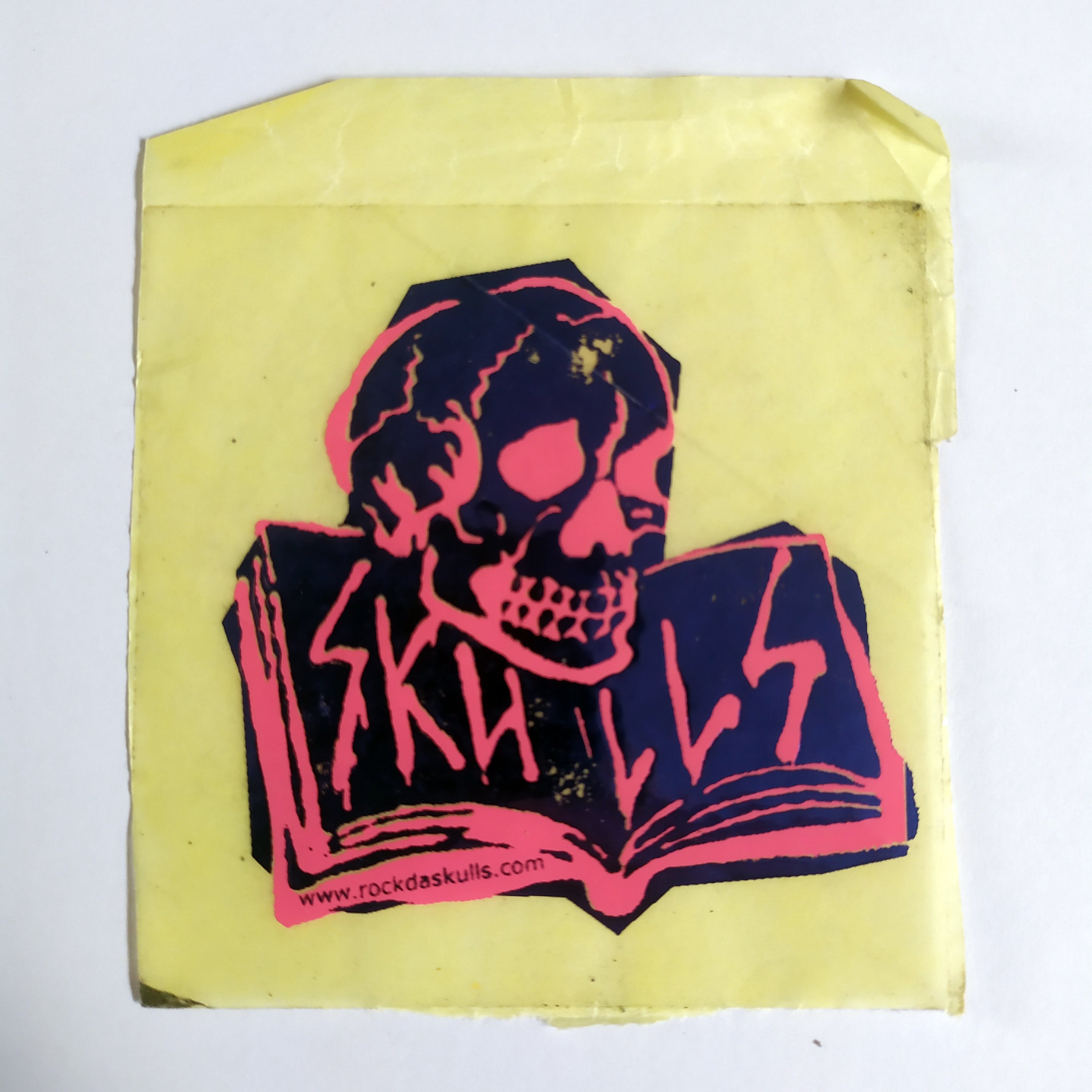 Skulls Skateboard Sticker (creased)
