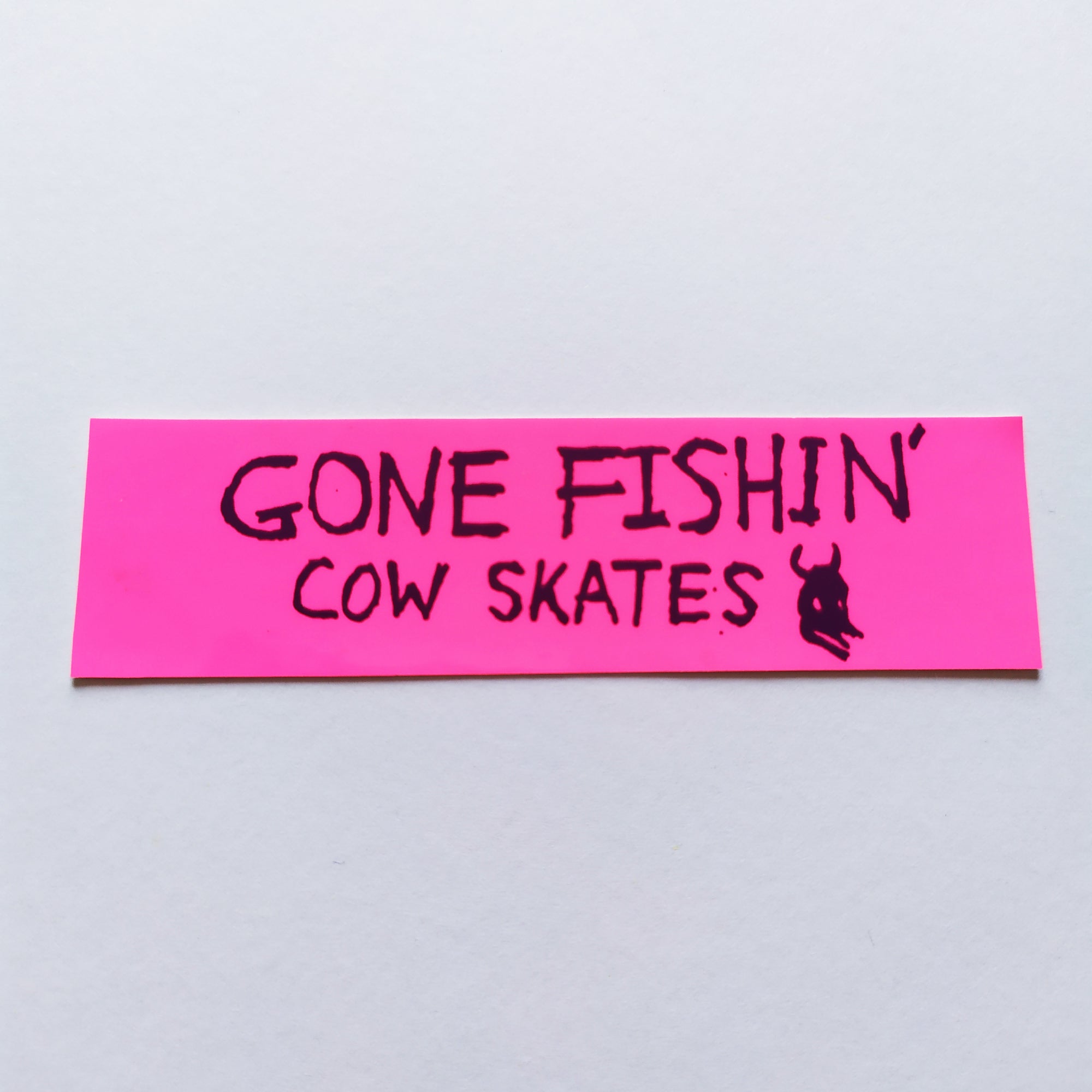 Cow Skates "Gone Fishin" Skateboard Sticker - SkateboardStickers.com