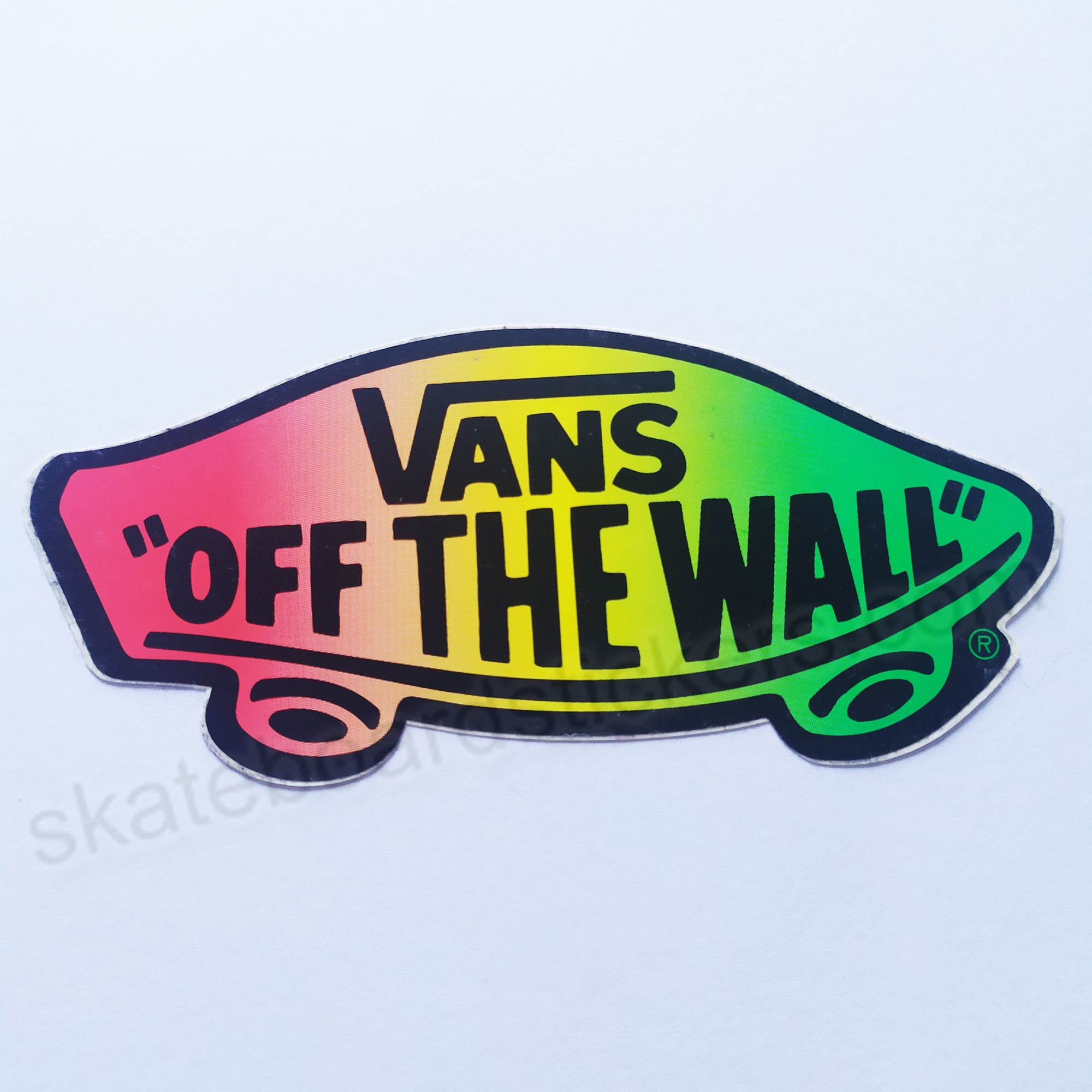Vans Shoes Skateboard Sticker - Off The Wall - 15cm across approx - Red/Gold/Green - SkateboardStickers.com