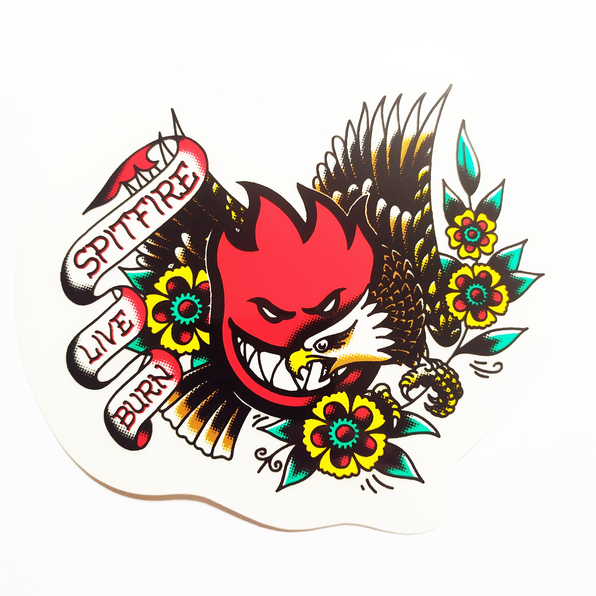 Spitfire Wheels Skateboard Sticker - Tattoo Flash Red - SkateboardStickers.com