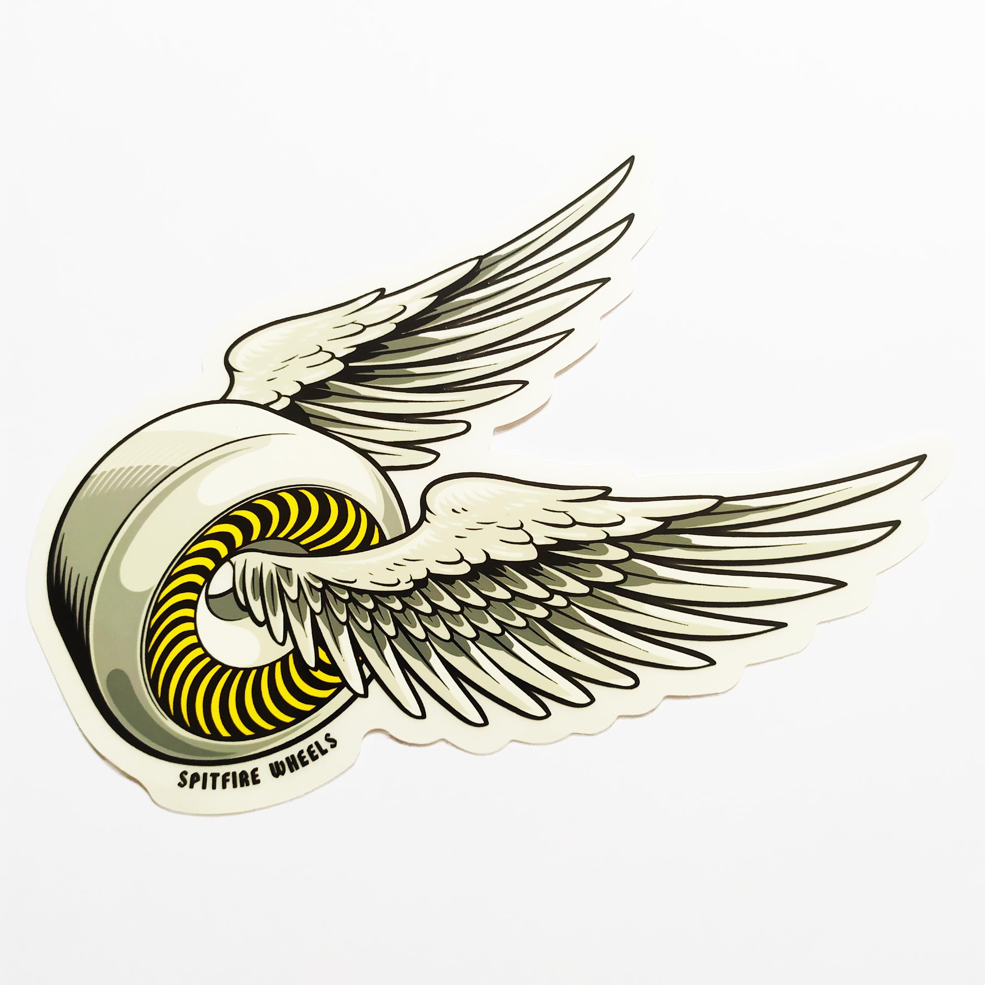 Spitfire Wheels Skateboard Sticker - Wings Yellow - SkateboardStickers.com