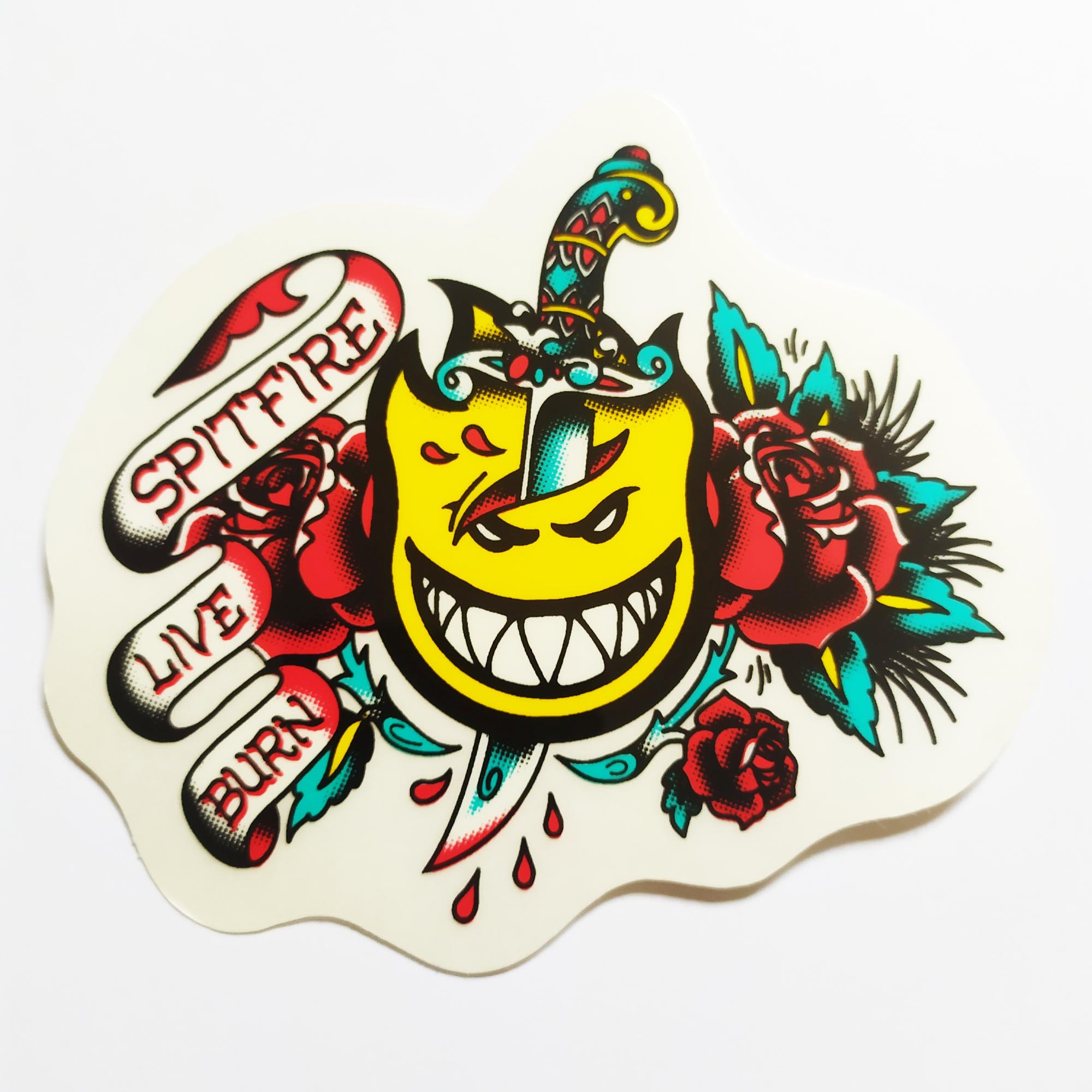 Spitfire Wheels Skateboard Sticker - Tattoo Flash Yellow - SkateboardStickers.com