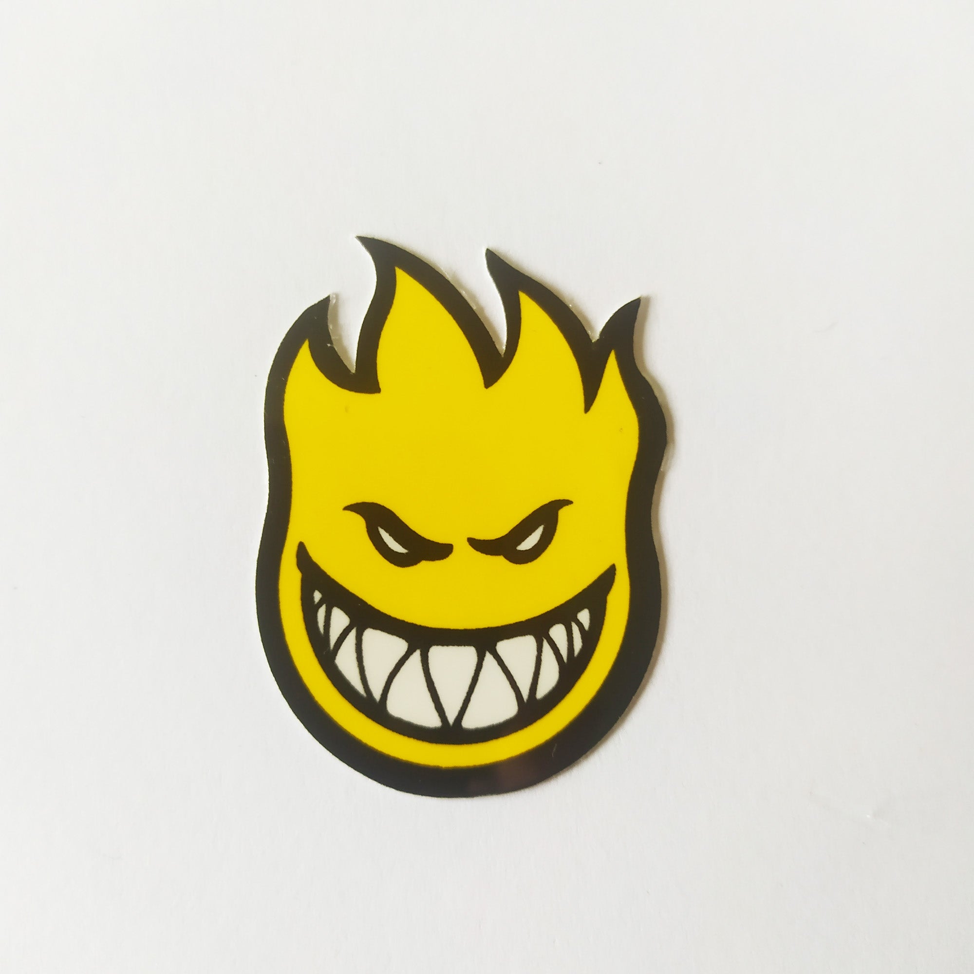 Spitfire Wheels Skateboard Sticker - Mini Fireball Bighead Yellow - SkateboardStickers.com