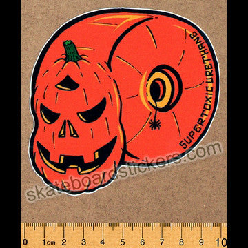 Super Toxic Urethane - Evil Pumpkin Skateboard Sticker - SkateboardStickers.com