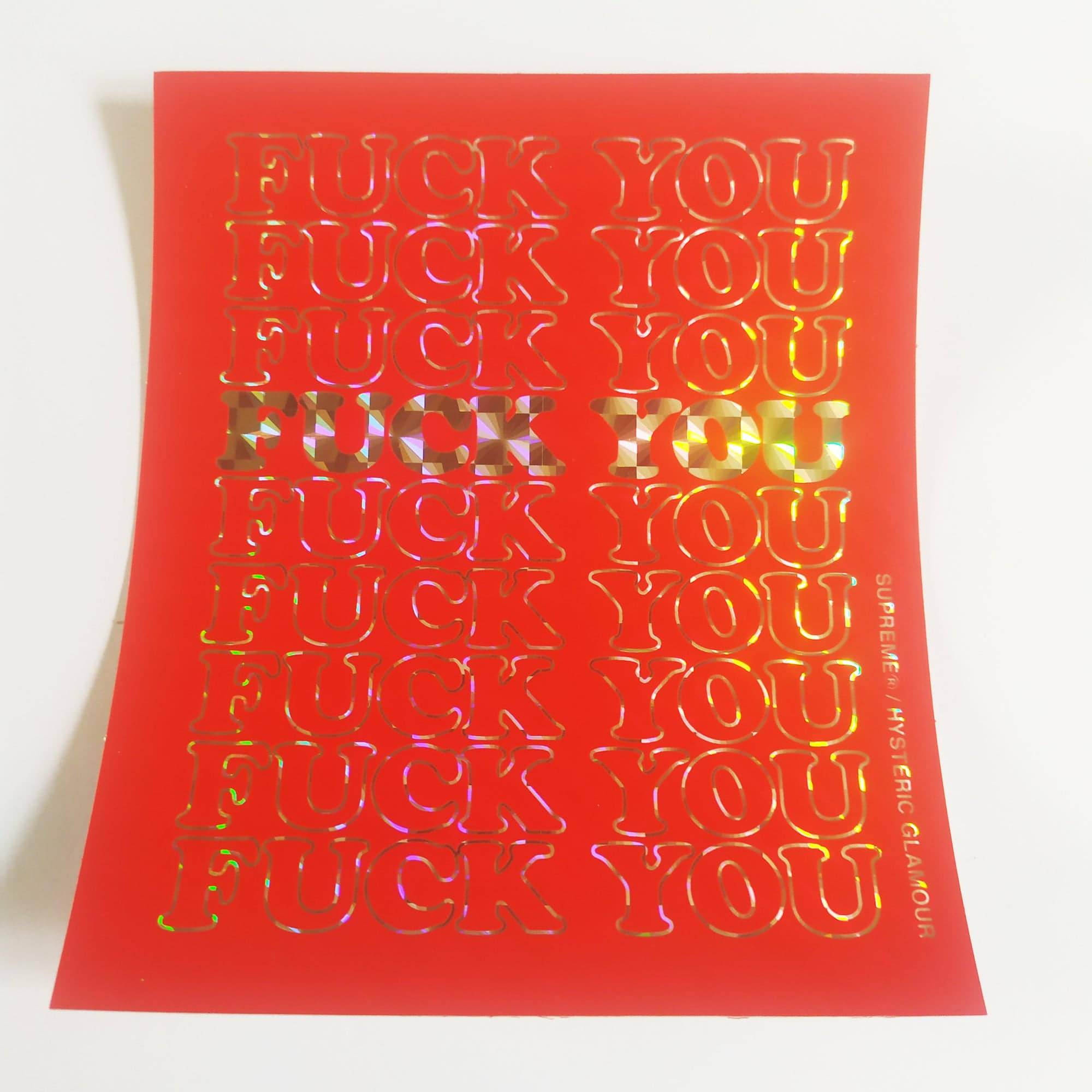 Supreme Skate Sticker - "F@ck You" Red - SkateboardStickers.com