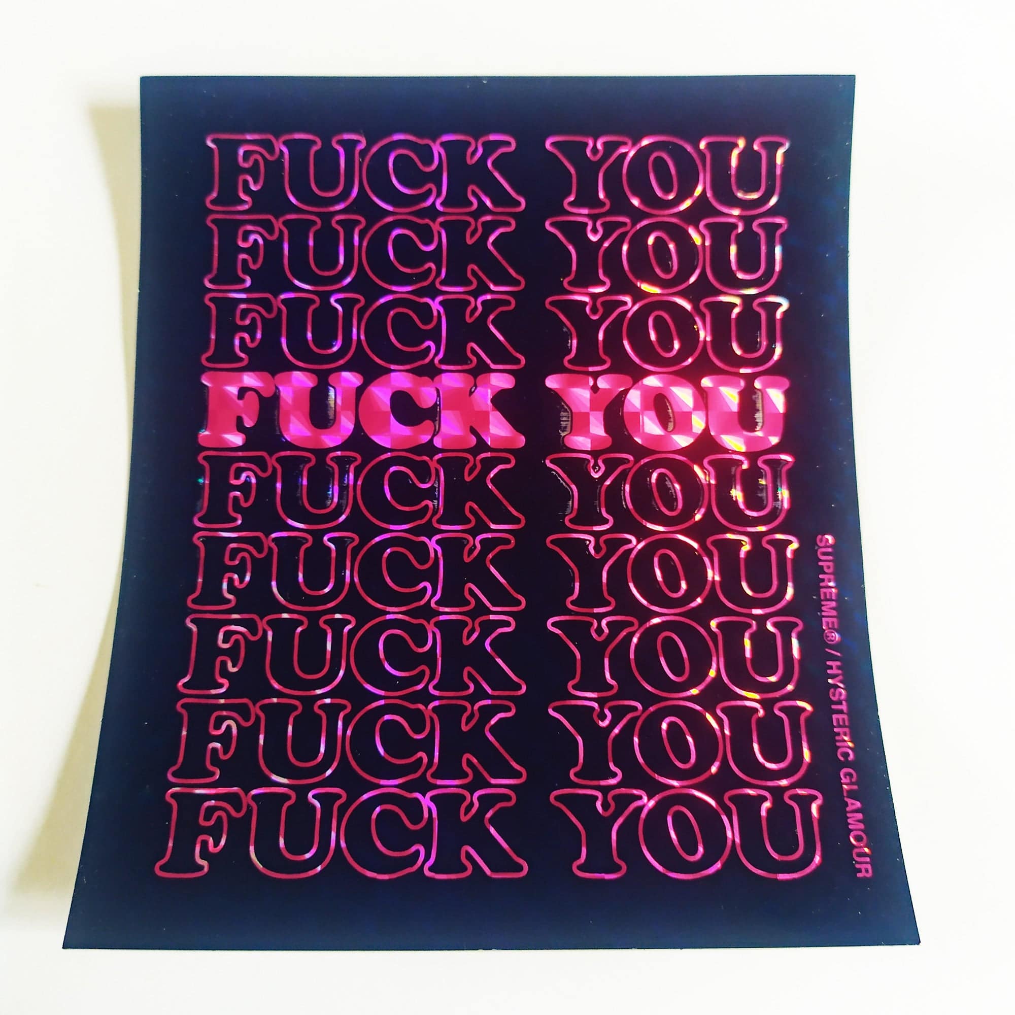 Supreme Skate Sticker - "F@ck You" Blue - SkateboardStickers.com