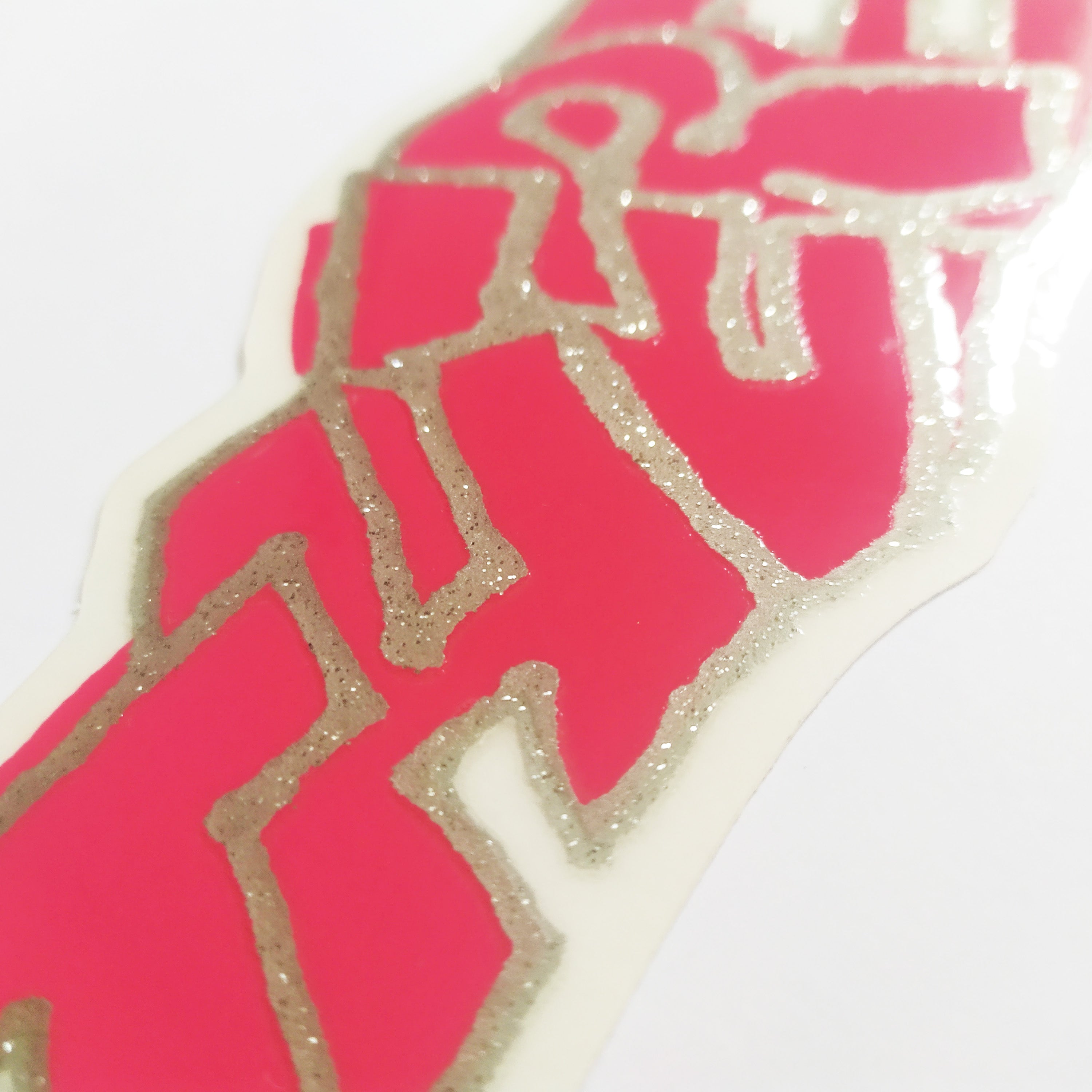 There Skateboards Sticker - "Block" Glitter Red