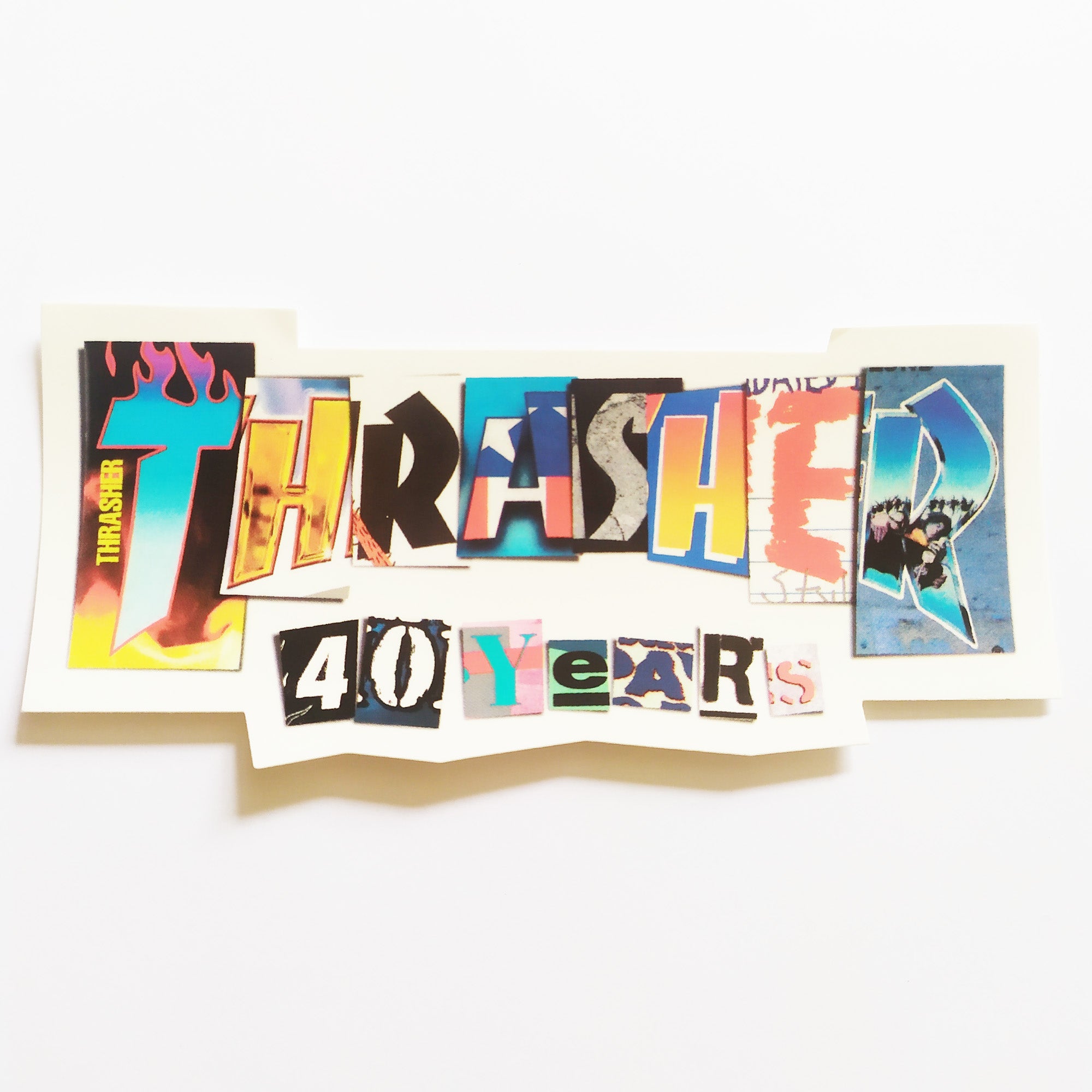 Thrasher Magazine Skateboard Sticker - 40 Year Annivesary Multi - SkateboardStickers.com