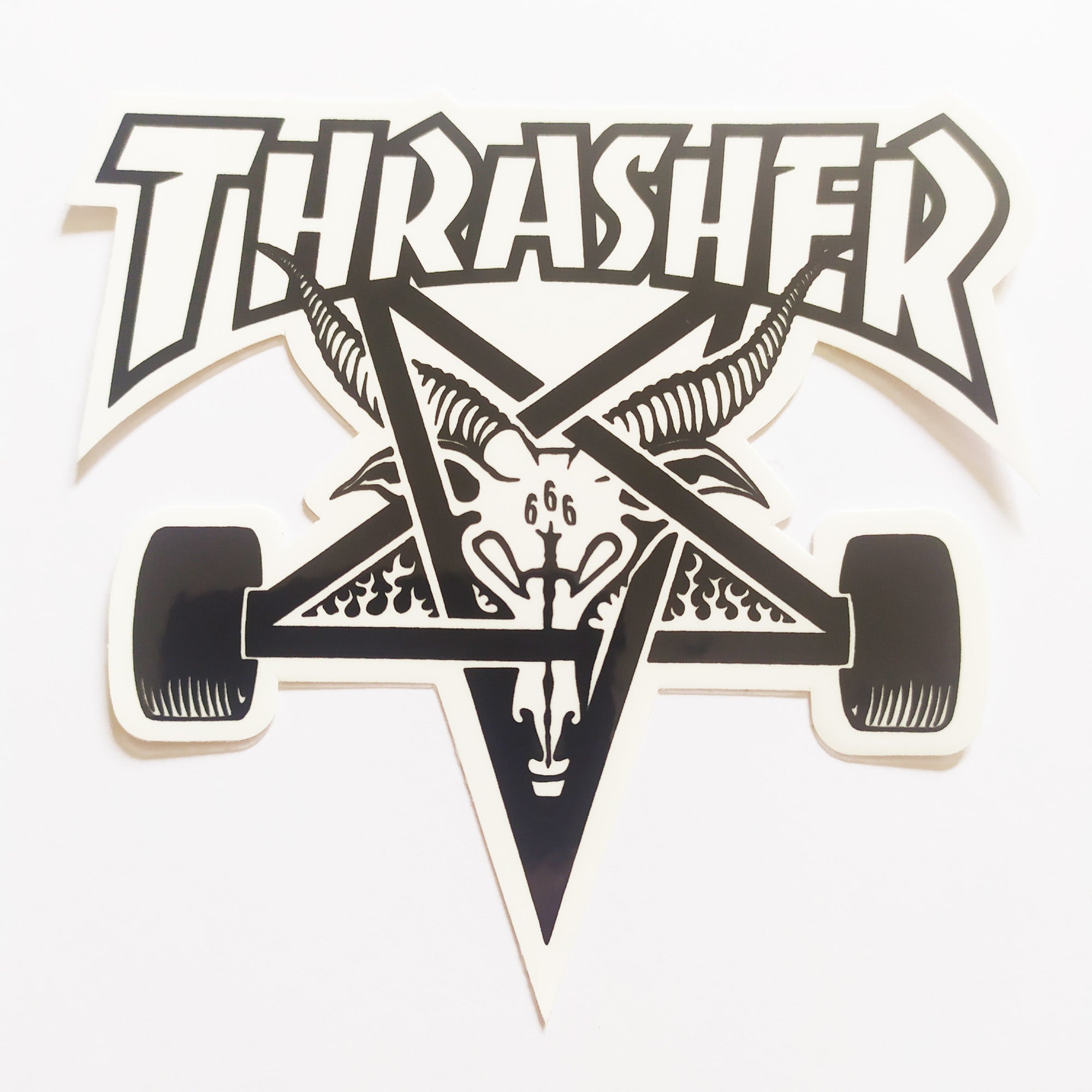 Thrasher Magazine Skateboard Sticker - Skategoat White/Black - SkateboardStickers.com