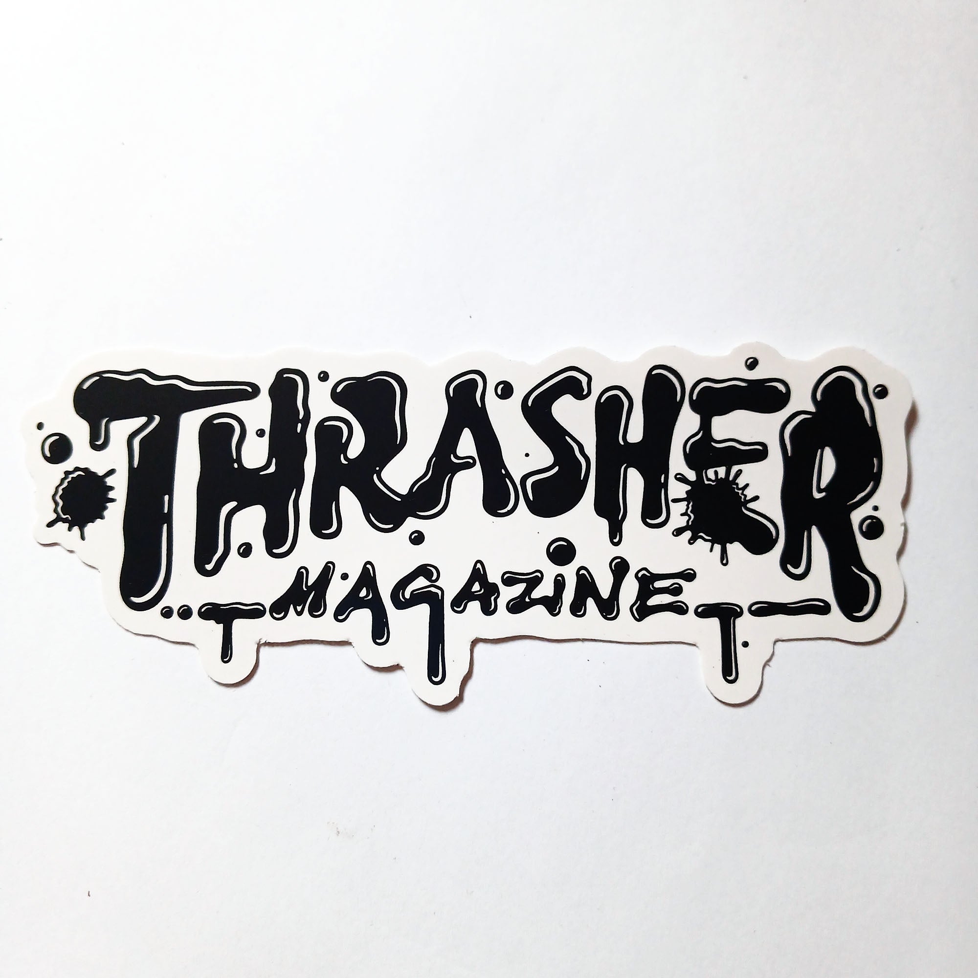 Thrasher Magazine Wet Paint Sticker - White / Black