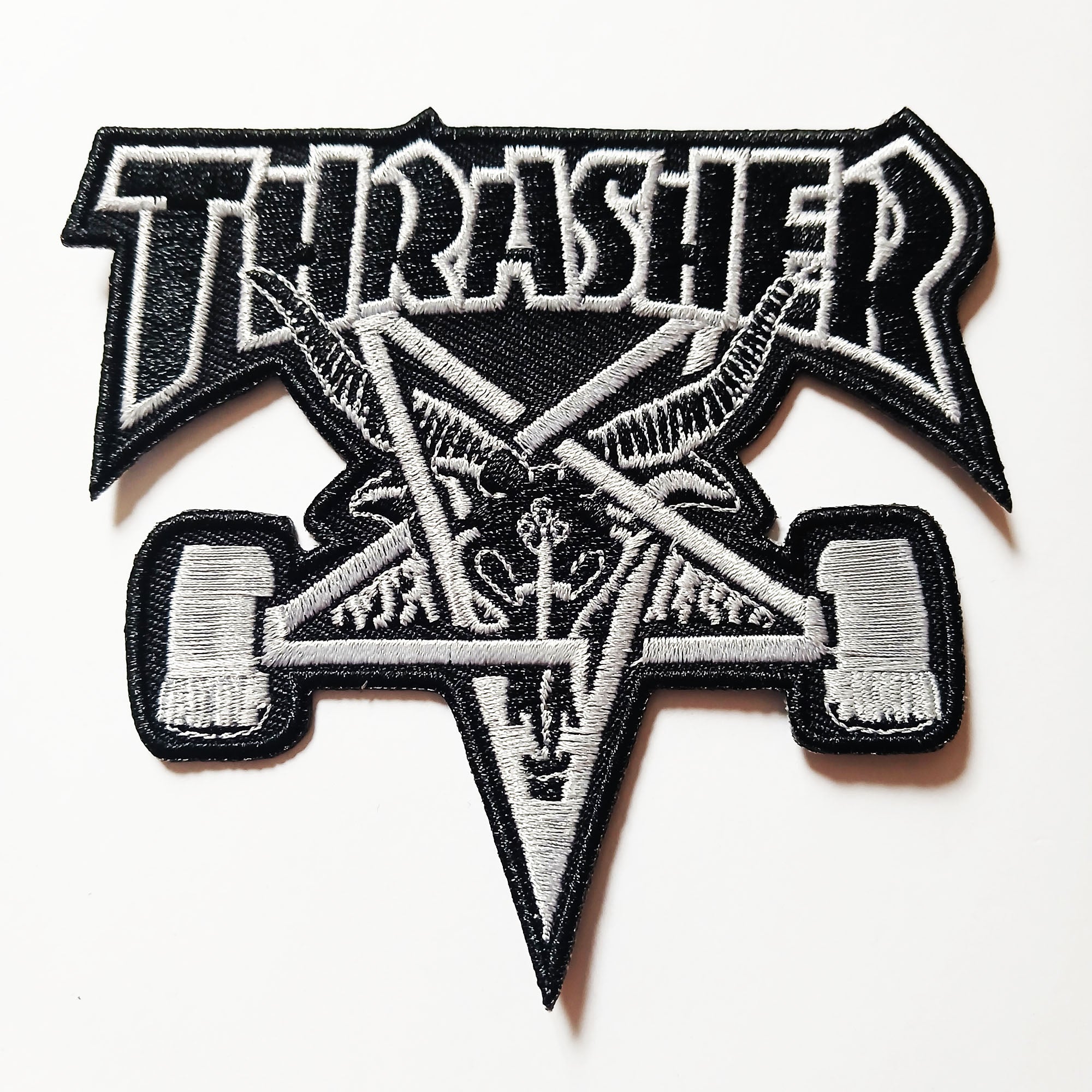 Thrasher Magazine Skategoat Patch - Black / Silver